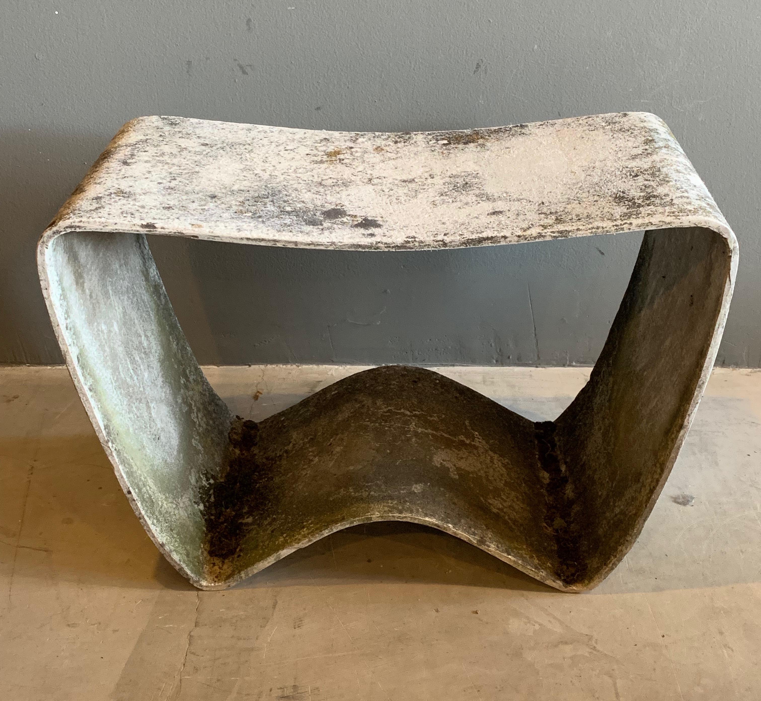Rare concrete stool by Ludwig Walter for Eternit. Sometimes attributed to Willy Guhl. Same timeframe and factory, different designer. Seldom seen for sale. Great patina. Perfect outdoor seating or side table. Architectural lines, would also look