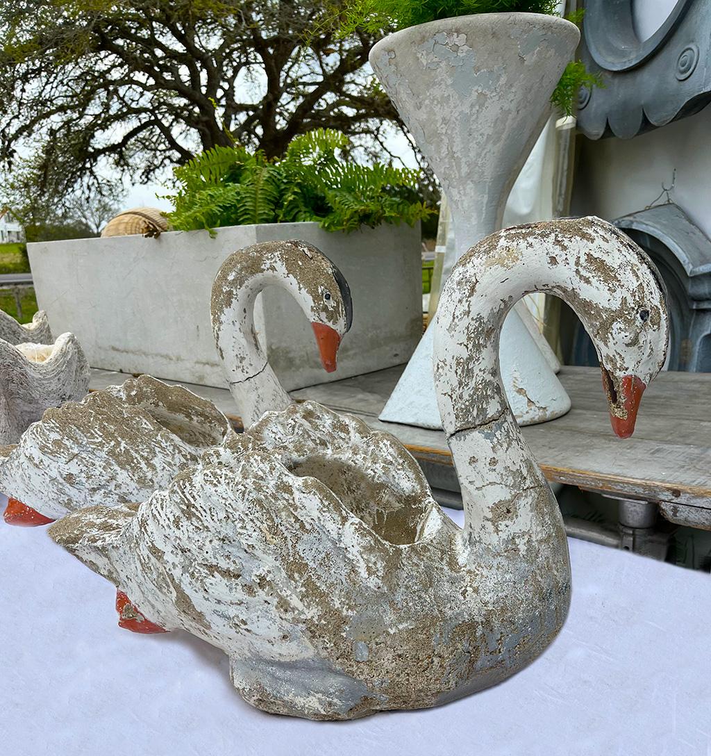 cement swan planter