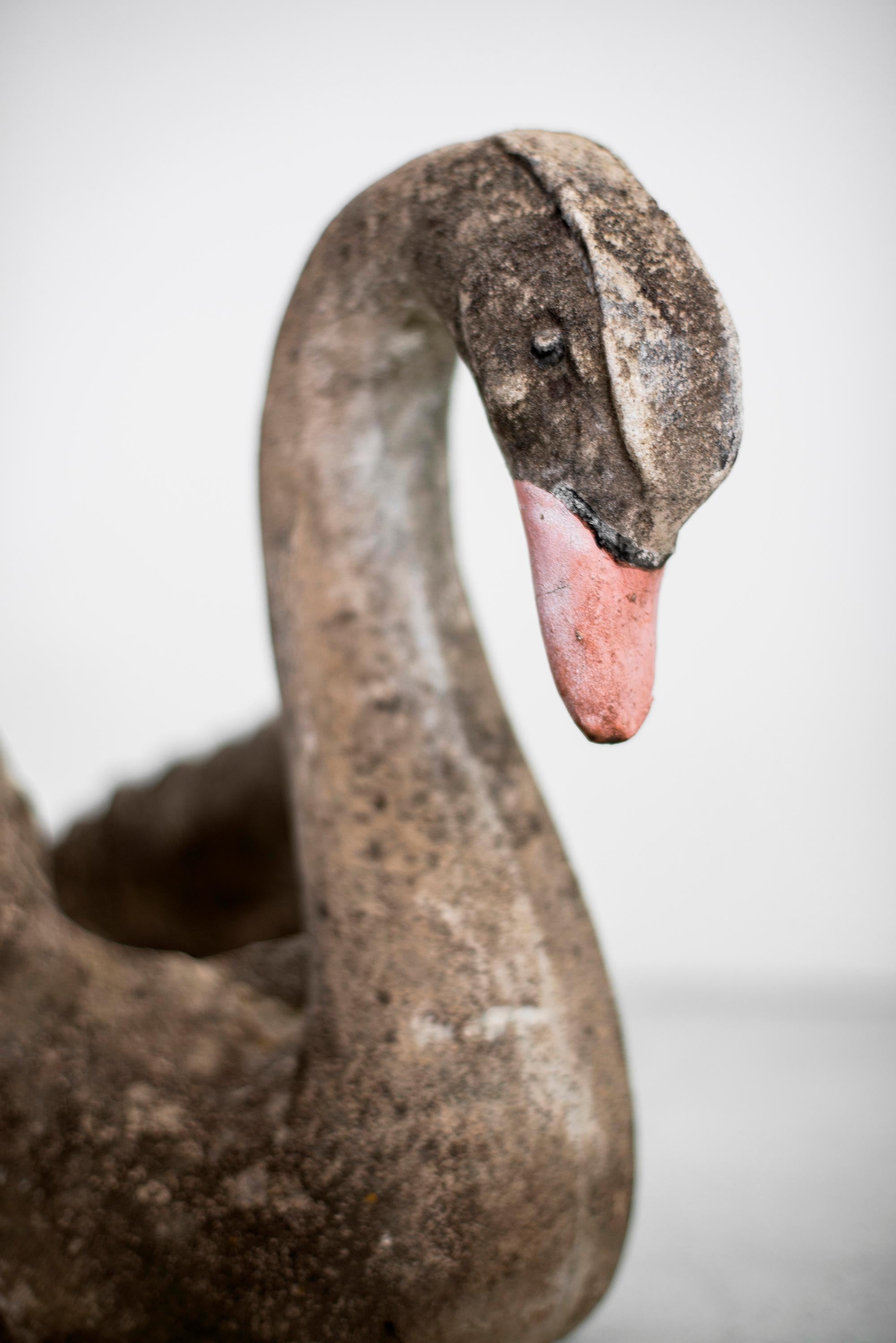 20th Century Concrete Swan Planters