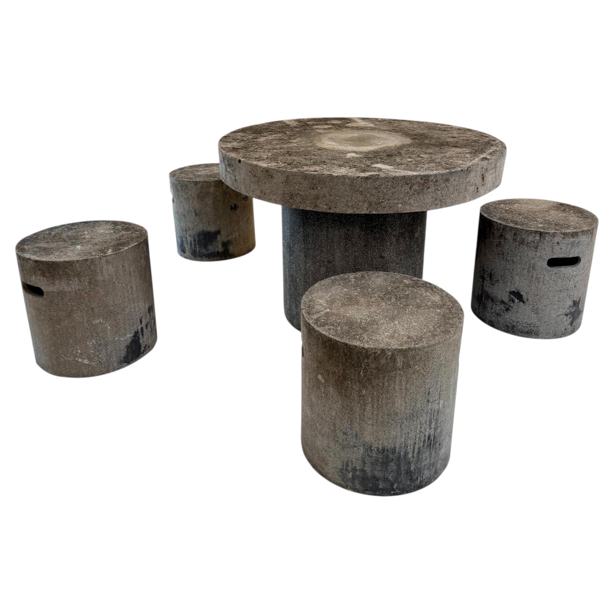 Concrete Table and 4 Stools, 1960s France