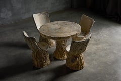 Concrete Tree Trunk Garden Set, France, 20th Century