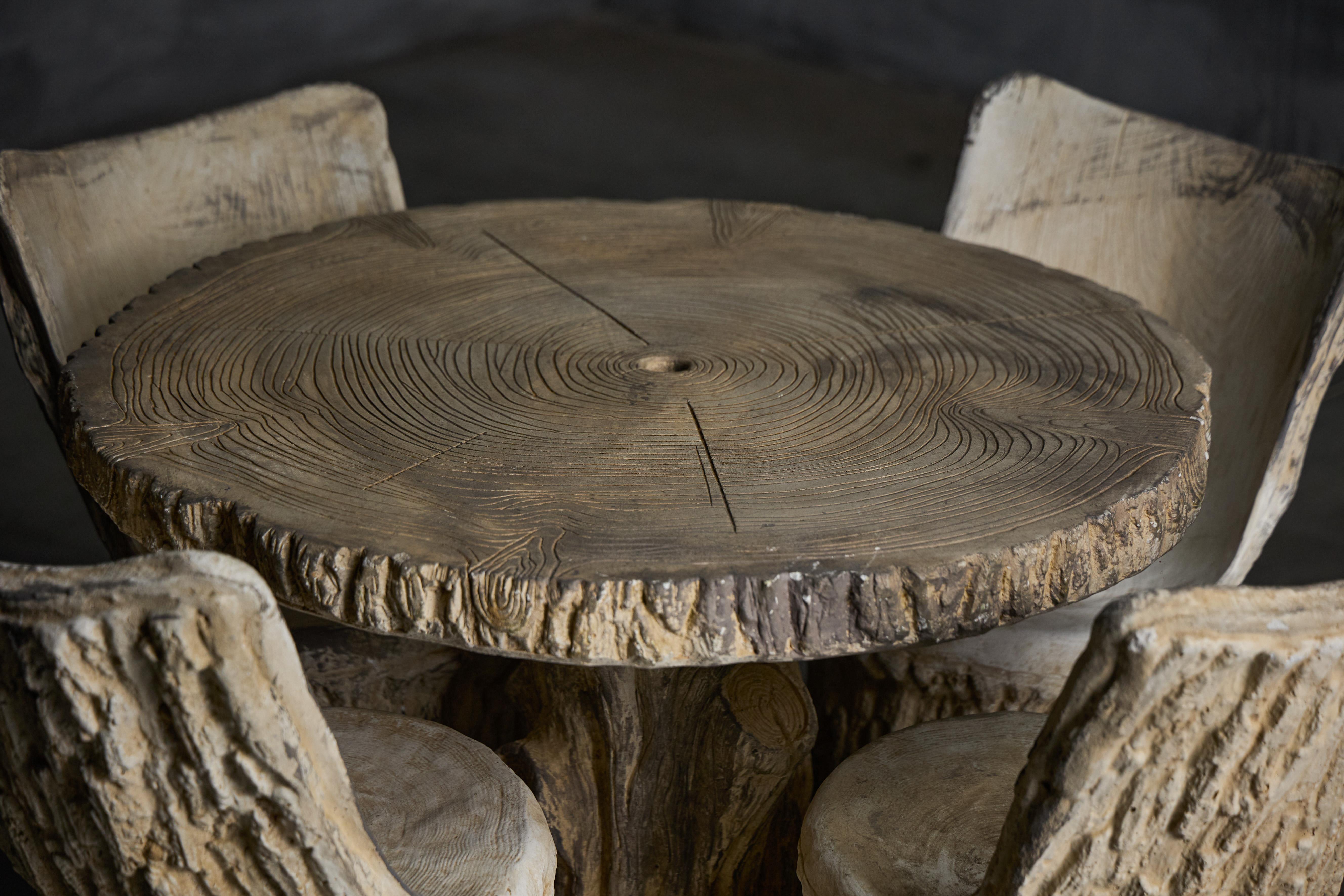 Brutalist Concrete Tree Trunk Garden Set, France, 20th Century For Sale