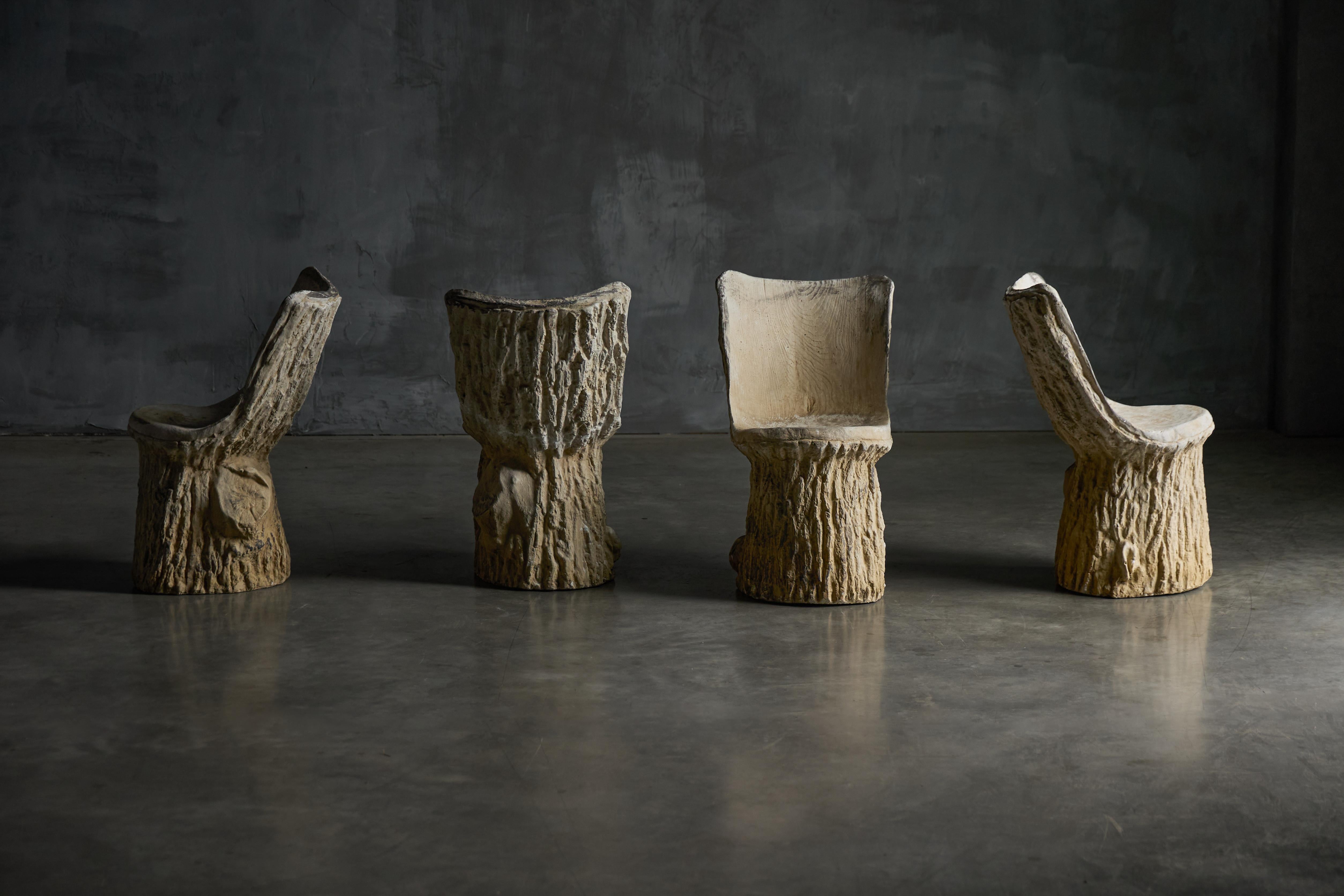 Late 20th Century Concrete Tree Trunk Garden Set, France, 20th Century For Sale
