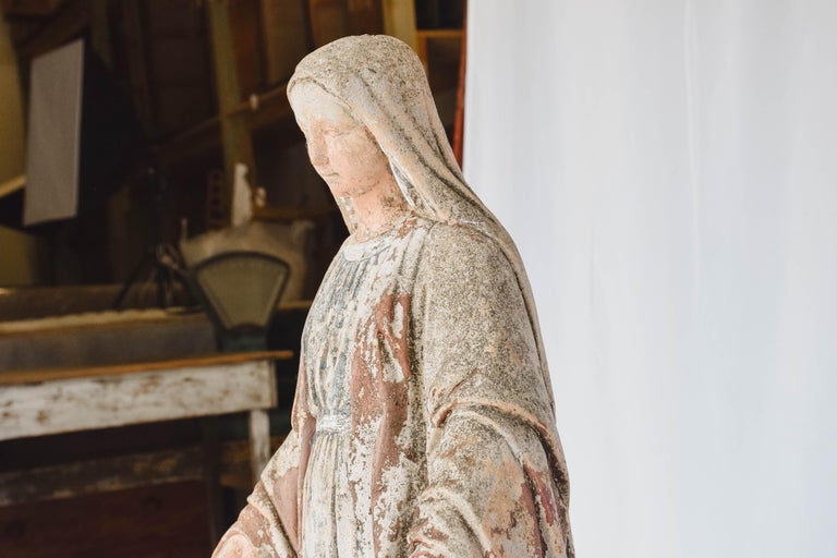 Concrete Virgin Mary Garden Statue at 1stDibs
