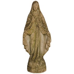 Vintage Concrete Virgin Mary Garden Statue