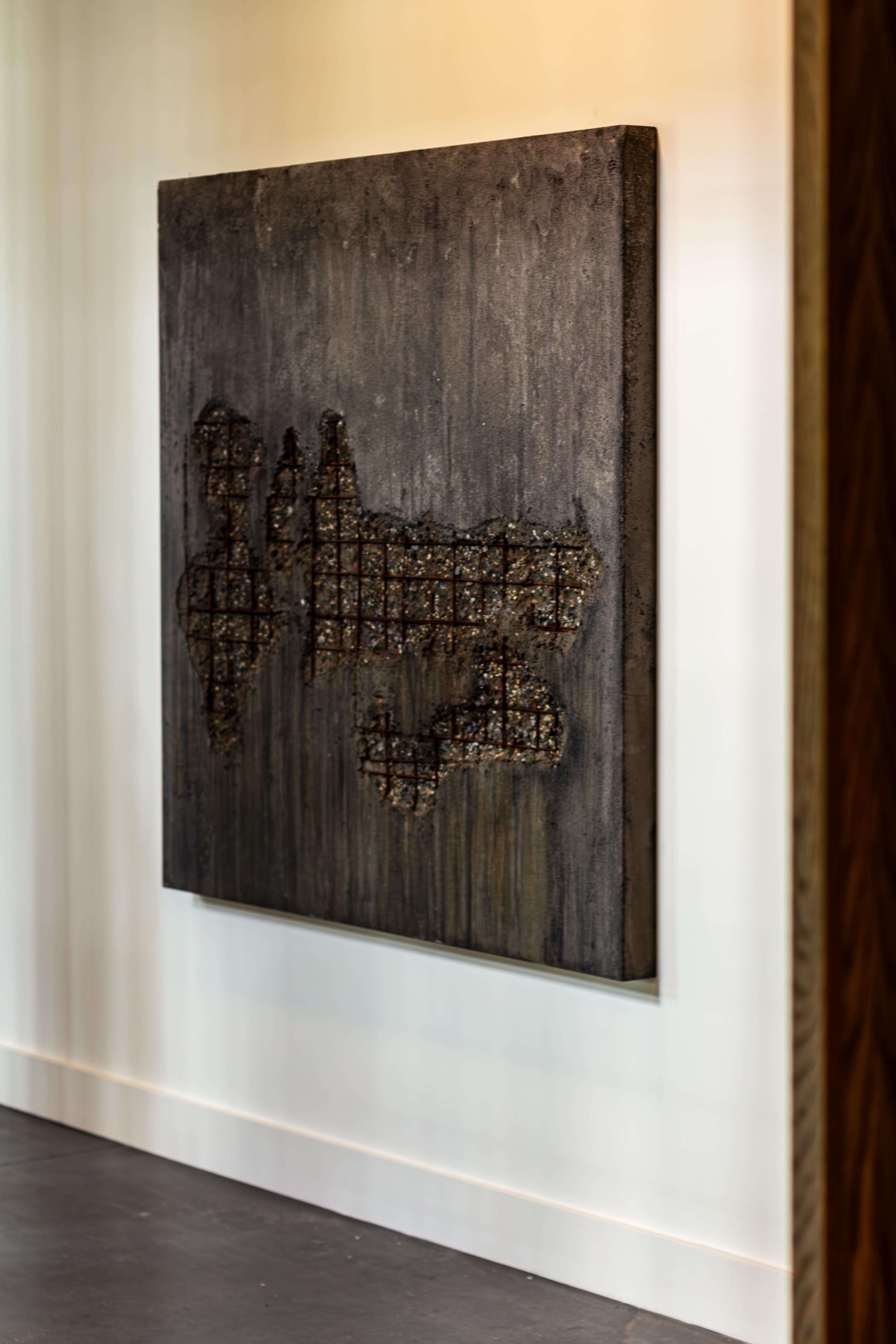 American Concrete Wall Art - line DEGRADATION  concrete + wire by Dylan Myers For Sale