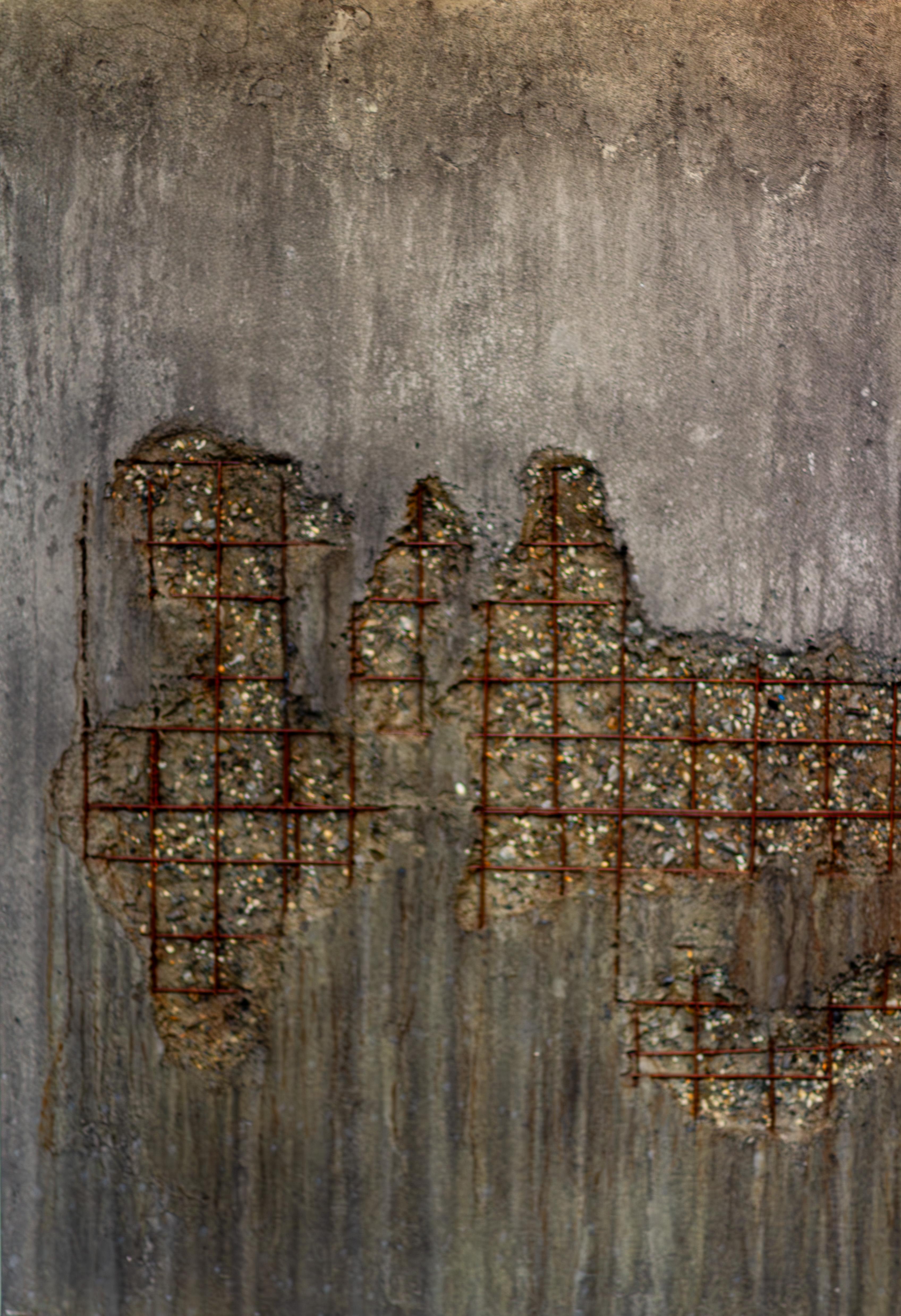 Hand-Crafted Concrete Wall Art - line DEGRADATION  concrete + wire by Dylan Myers For Sale