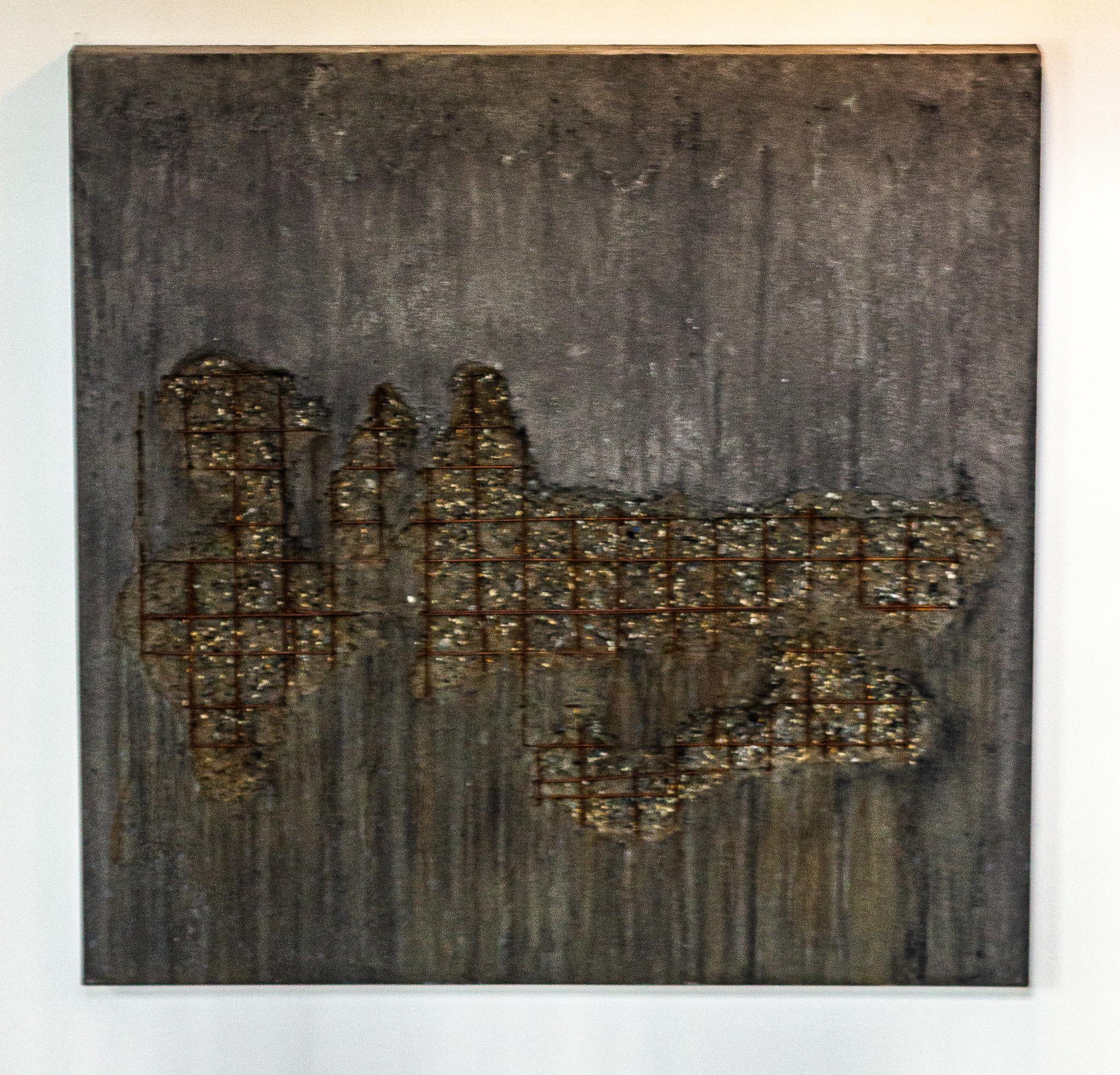 Contemporary Concrete Wall Art - line DEGRADATION  concrete + wire by Dylan Myers For Sale