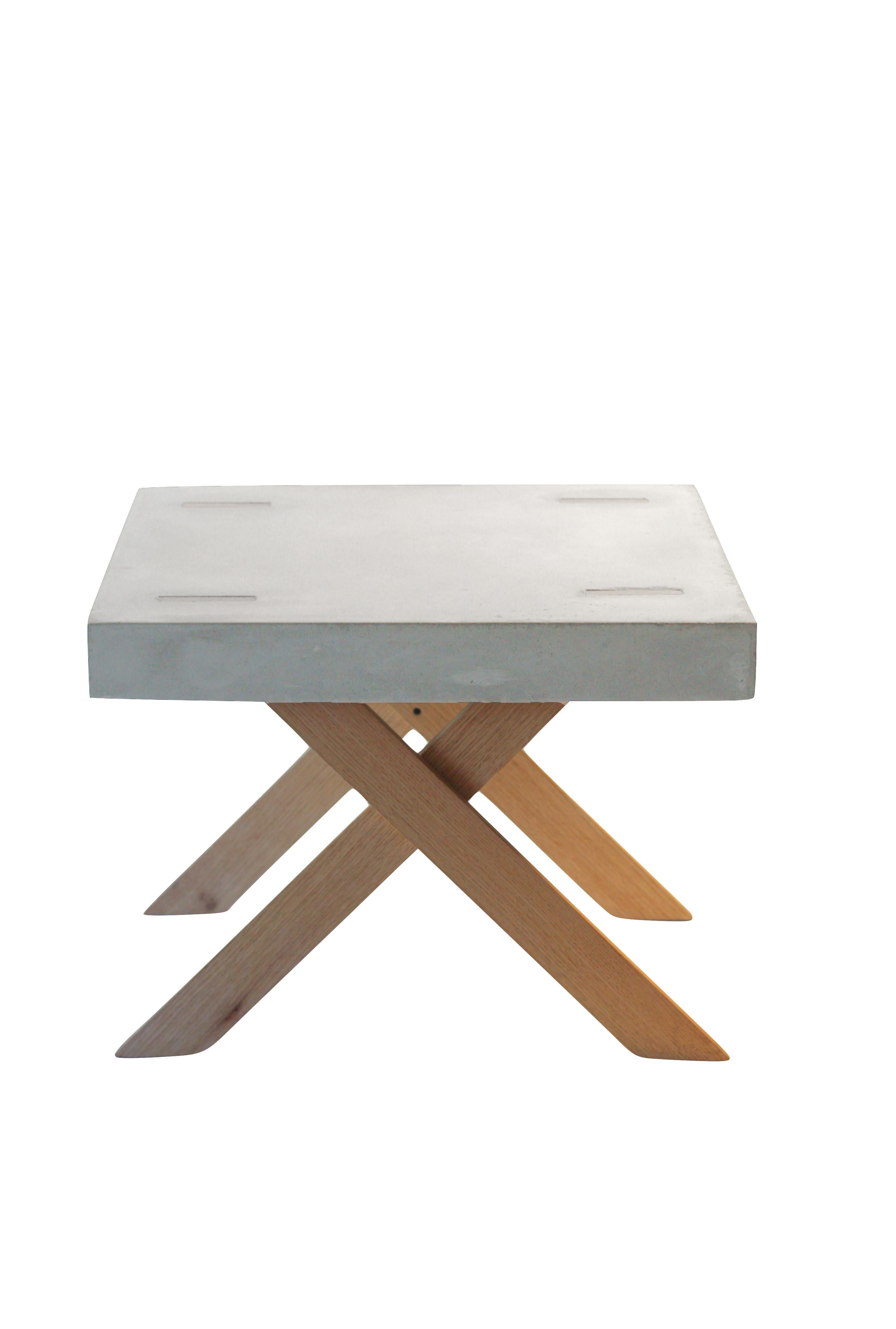 GFRC Concrete coffee table with red oak wood 
Standard Color options: off-White, Gray, Charcoal
Custom Colors available upon request
Alternate Wood options: White Oak wood (+$100), Mahogany (+$`150), Teak wood (+$200)
Fiberglass Reinforced