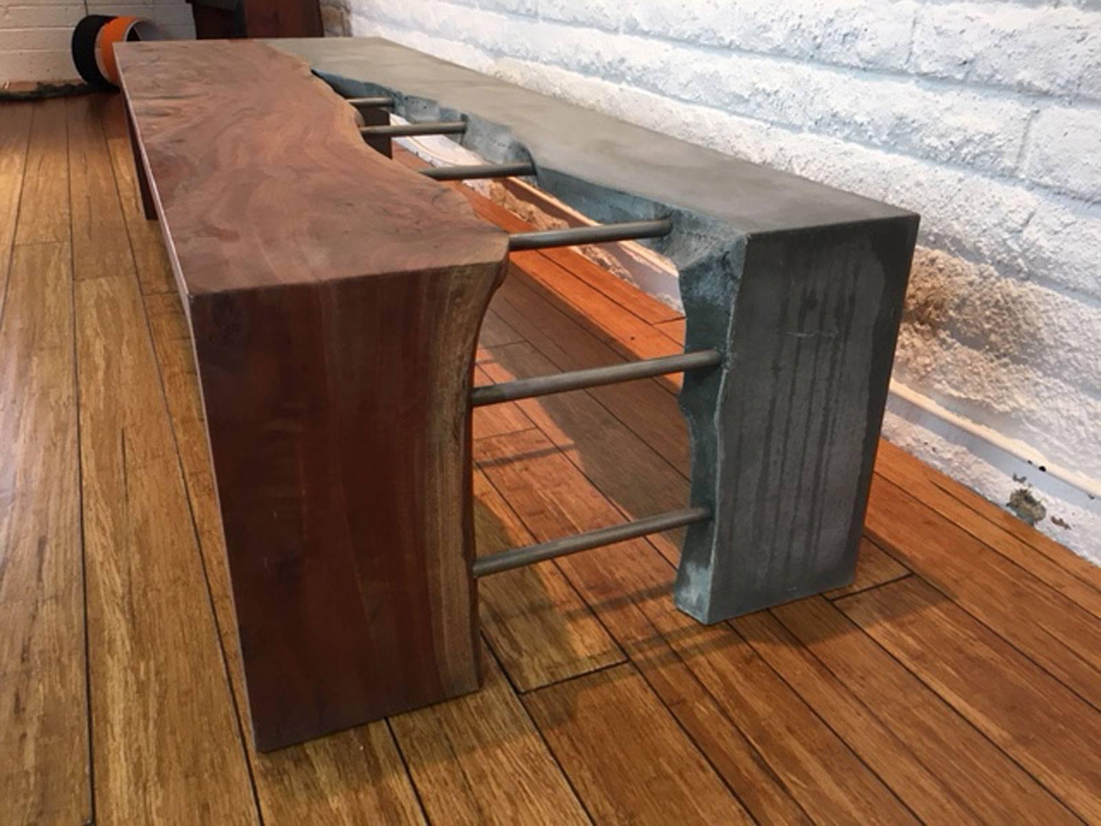 Concrete, Steel, and Wood Bench  For Sale 1