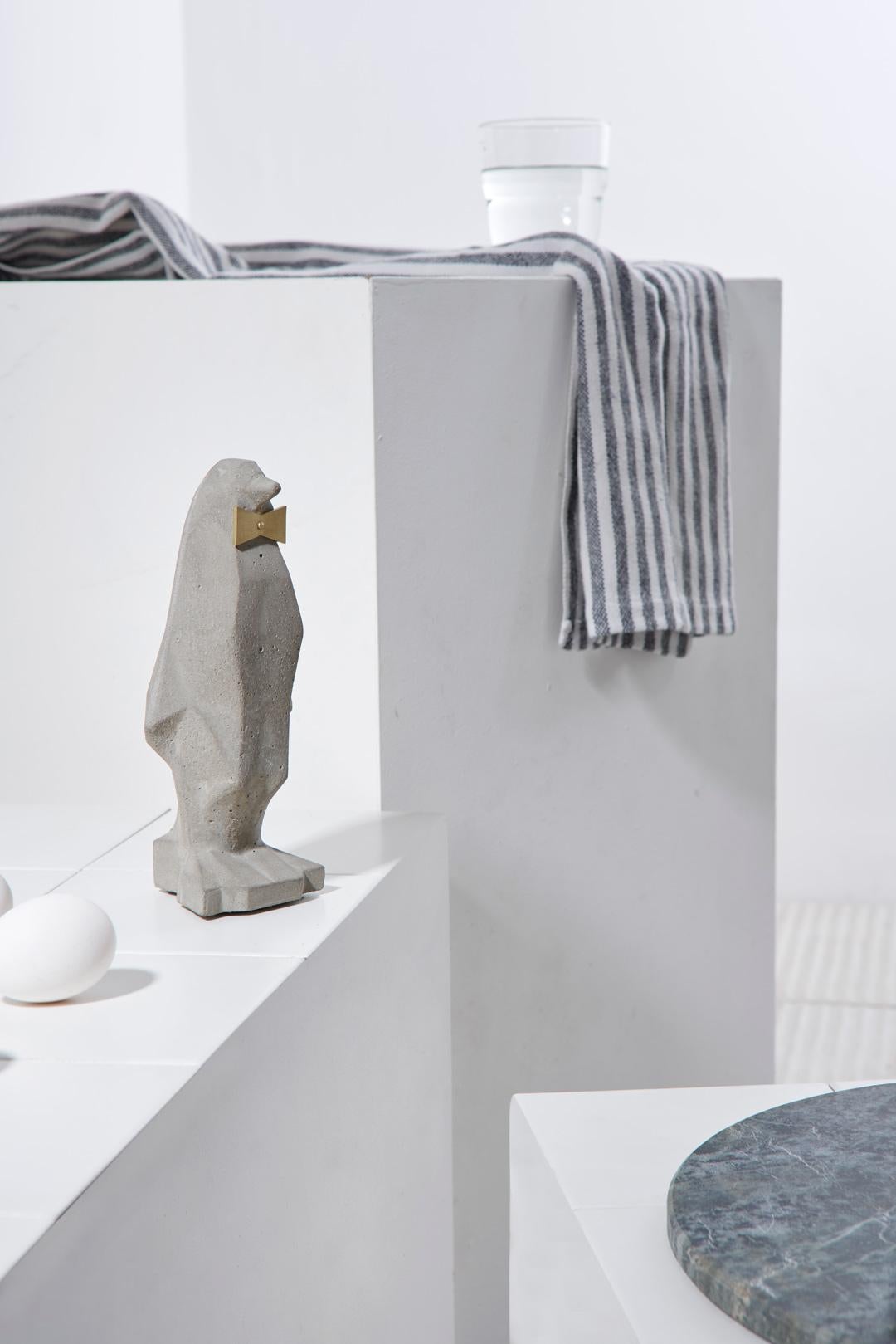 Minimalist Concreto Collection, Penguin Table Sculpture (Set of 3) For Sale
