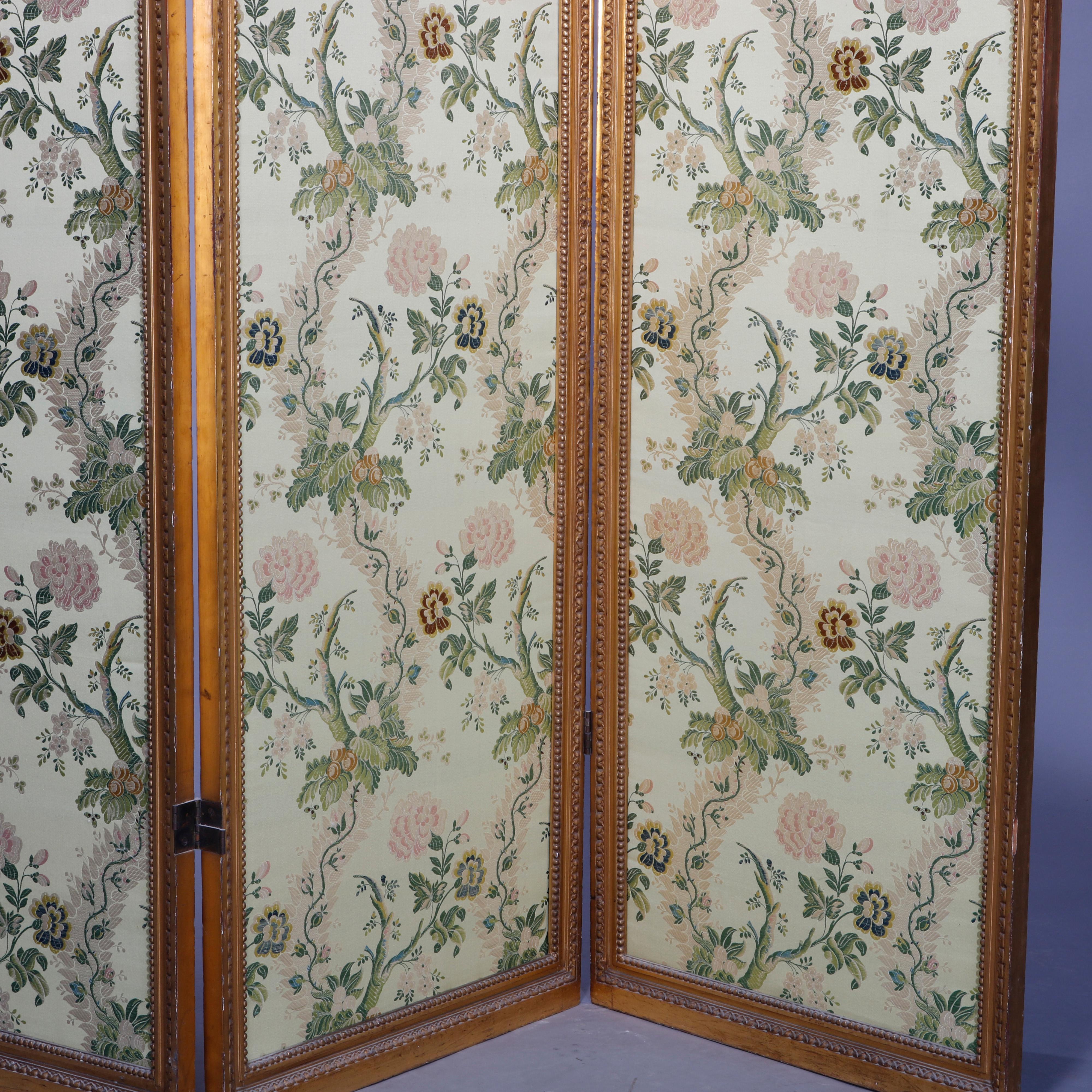Antique French Empire Giltwood & Beveled Glass 3-Panel Dressing Screen 19th C 3