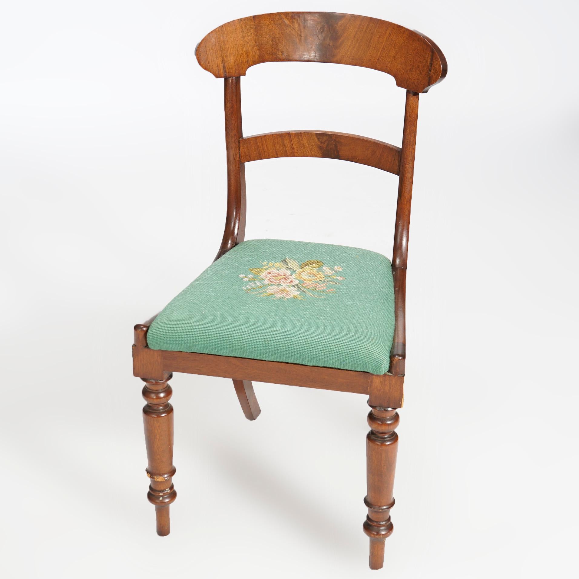 Antique Set of Six Sheraton Flame Mahogany Dining Chairs, Circa 1830 4