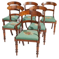 Antique Set of Six Sheraton Flame Mahogany Dining Chairs, Circa 1830