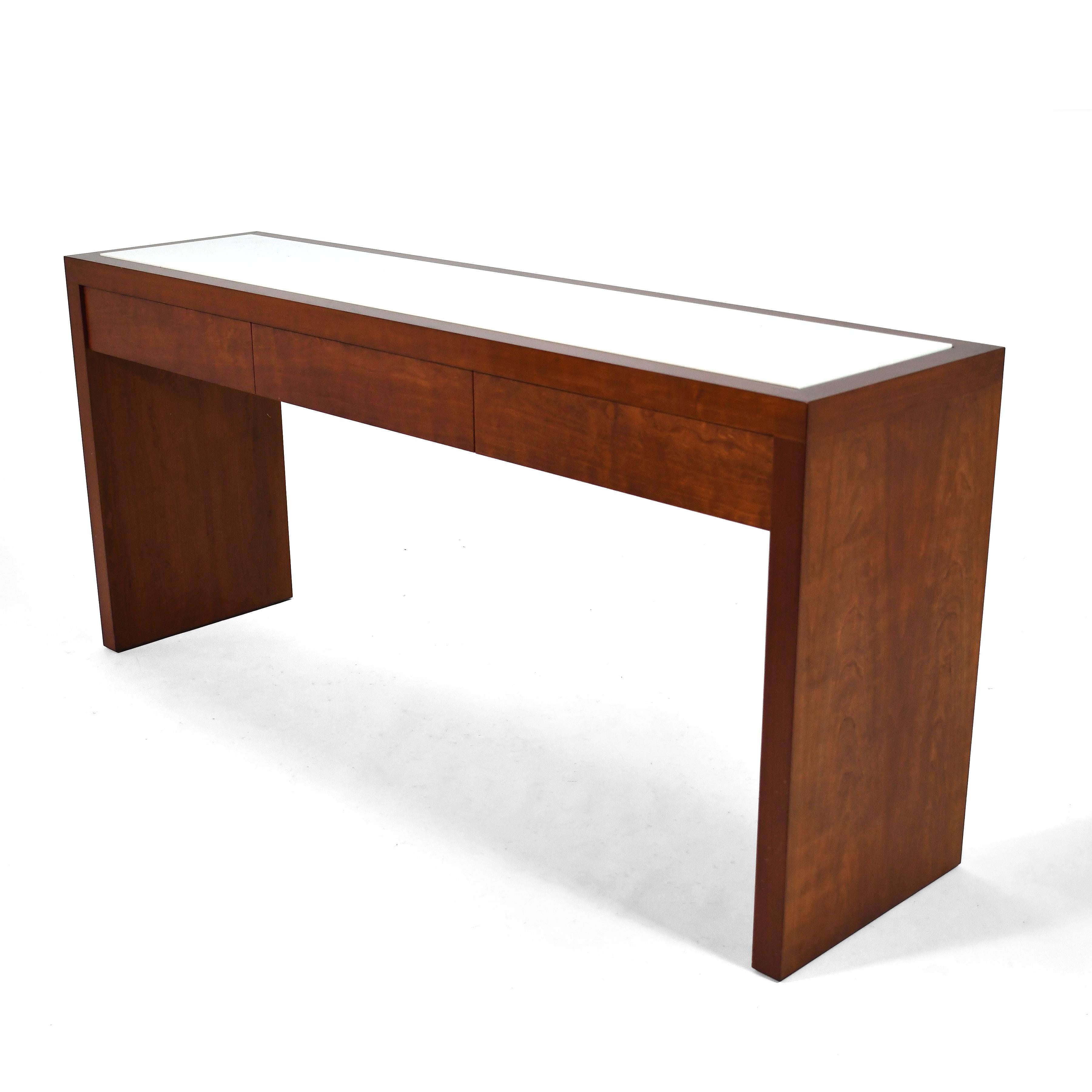 Modern Conde House Console Table with Drawers & Glass Top For Sale