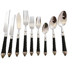 Conde Twisted Ebony by Ercuis French Silverplated Flatware Set Service 117 pcs