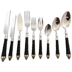 Conde Twisted Ebony by Ercuis French Silverplated Flatware Set Service 117 pcs