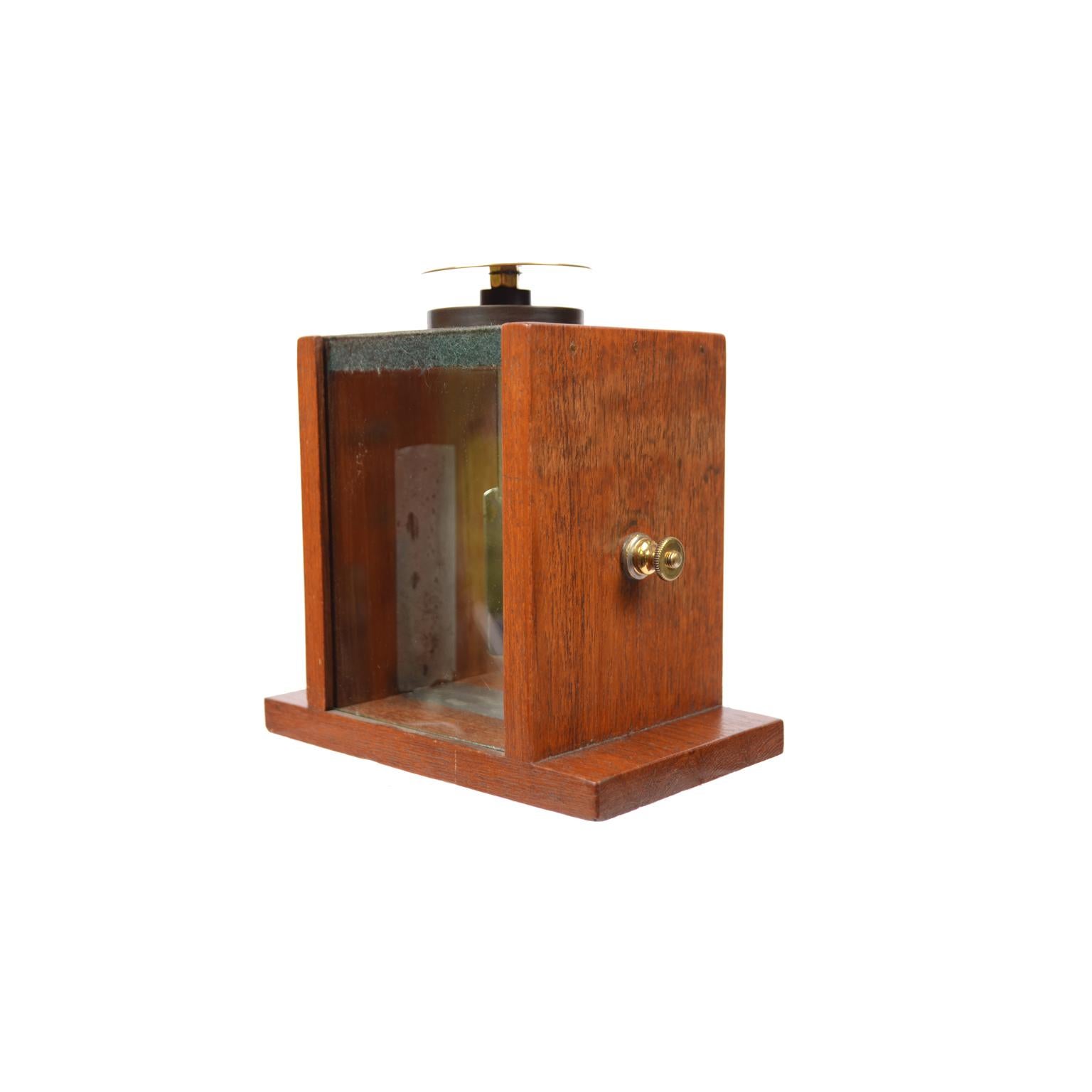 British 1900s Mahogany Condenser Electroscope Antique Physics Measuring Instrument
