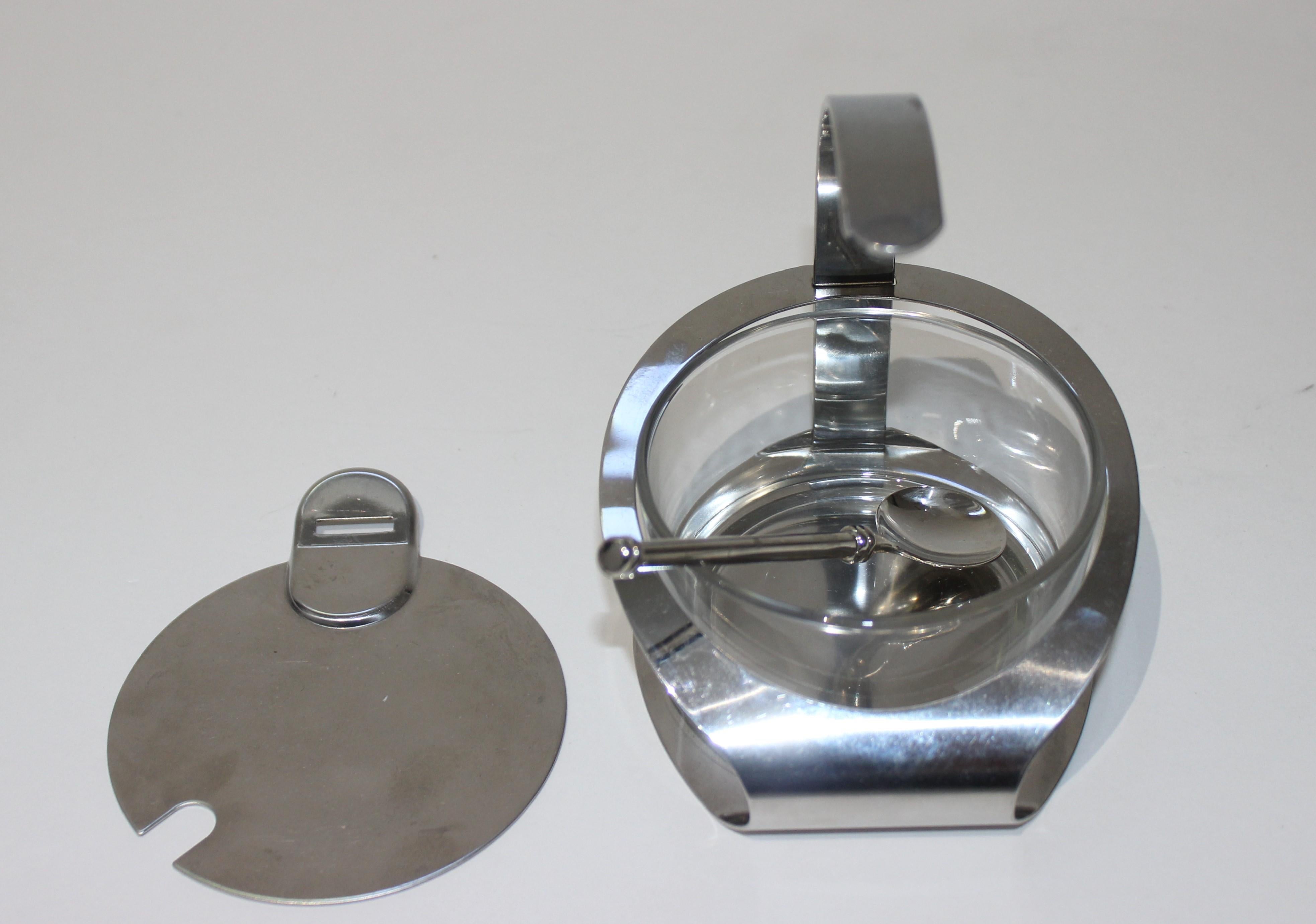 Molded Condiment Holder in Stainless Steel by Carlo Giannini