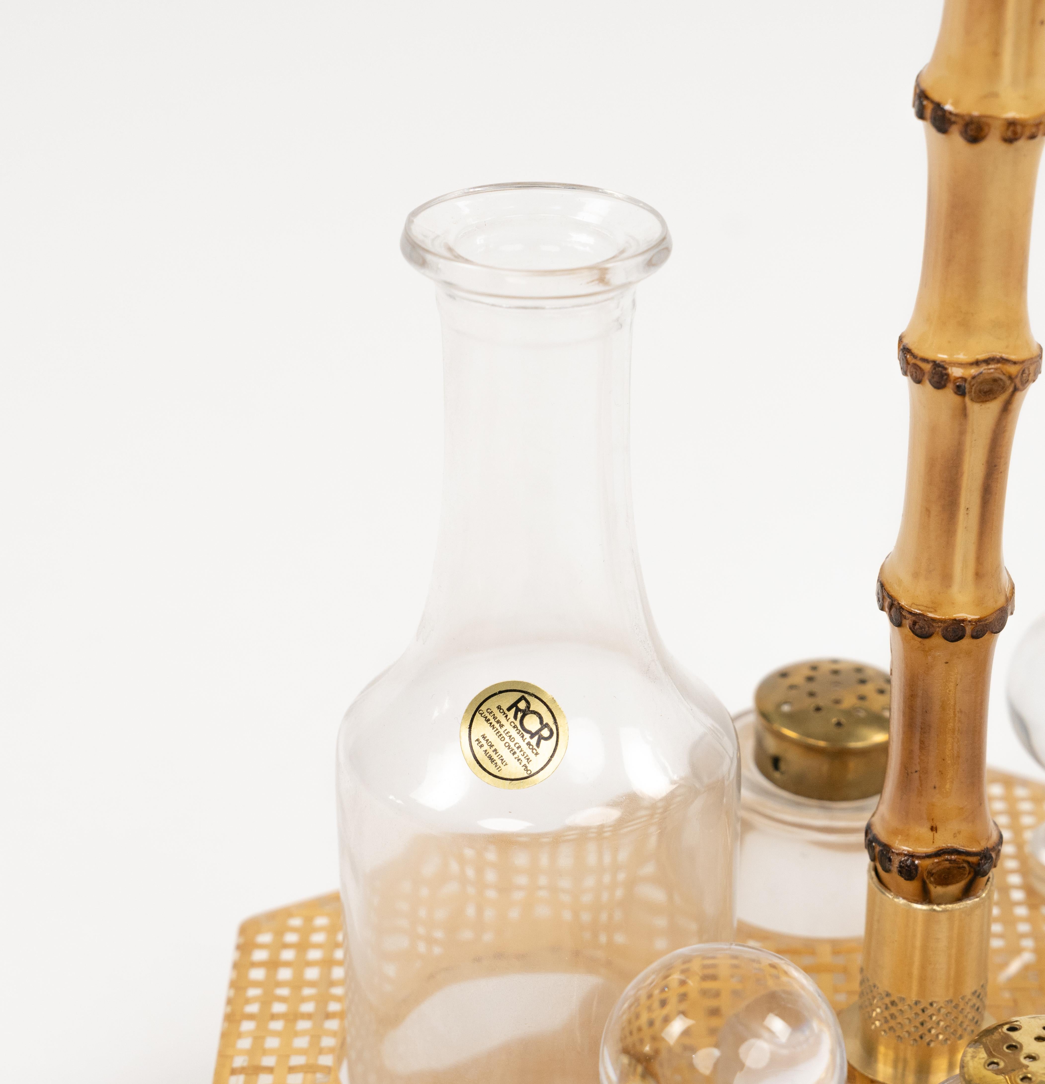 Condiment Set Lucite, Wicker and Crystal  Christian Dior Style, Italy 1970s For Sale 6