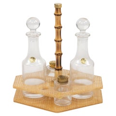 Condiment-Set aus Lucite, Korbweide und Kristall  Christian Dior-Stil, Italien 1970er Jahre