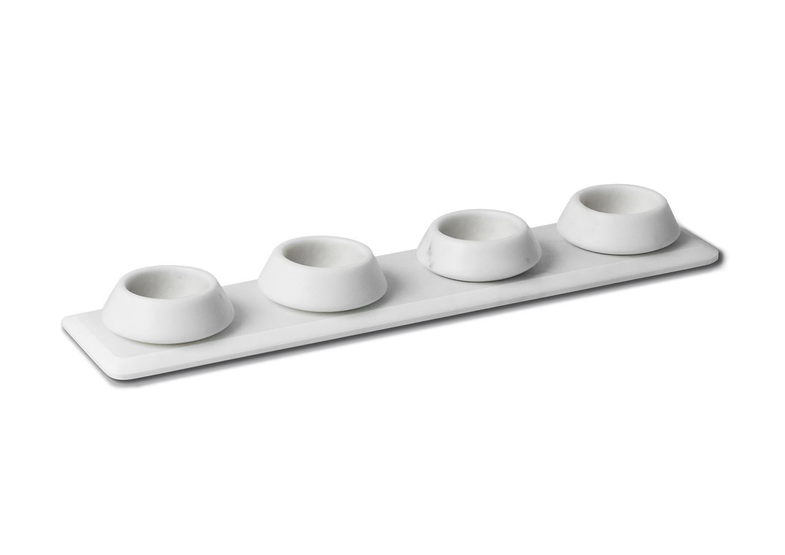 Contemporary New Modern Condiment Tray with Bowls in Marble Creator Ivan Colominas, Stock  For Sale