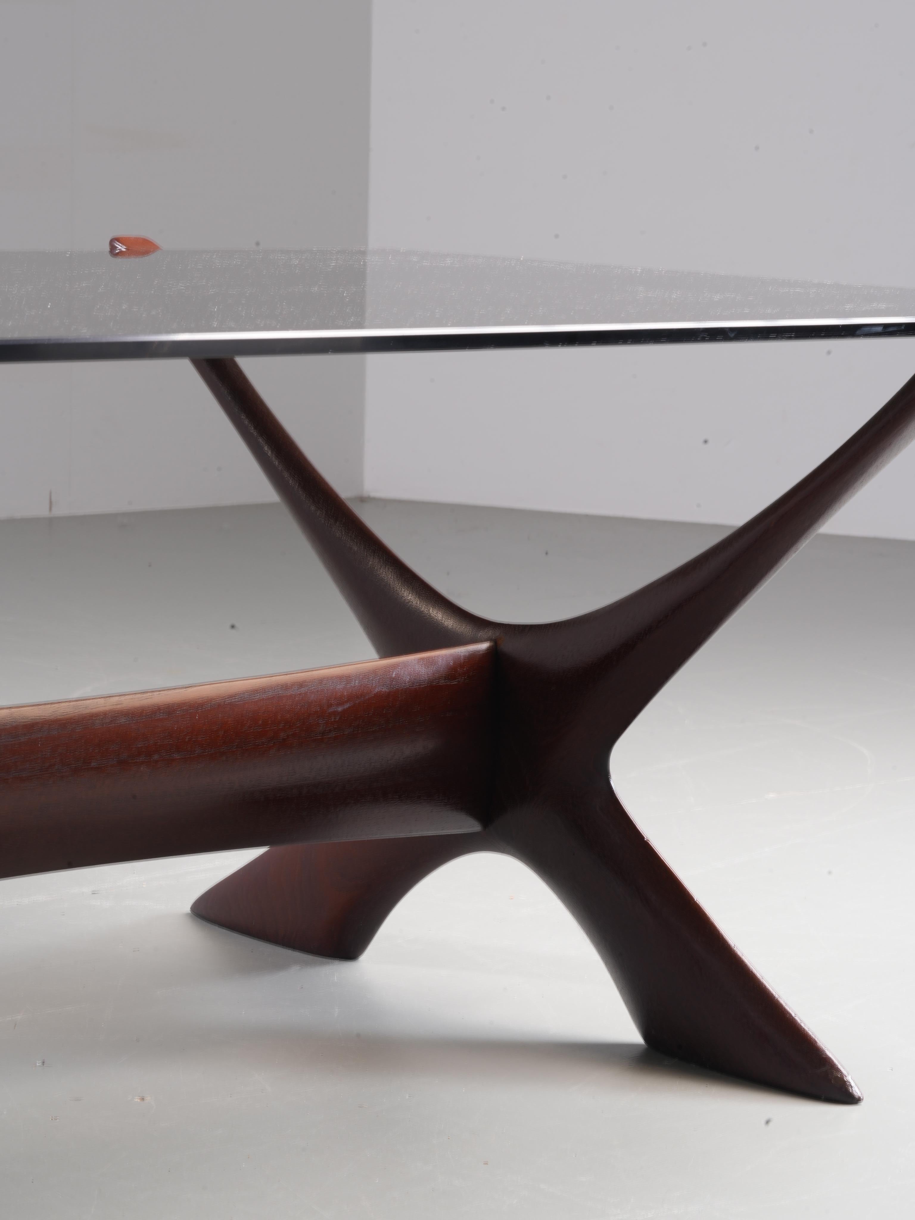 Vetro fumé Tavolino 'Condor' di Fredrik Schriever-Abeln per Orbro Glass, Svezia, anni '60 in vendita