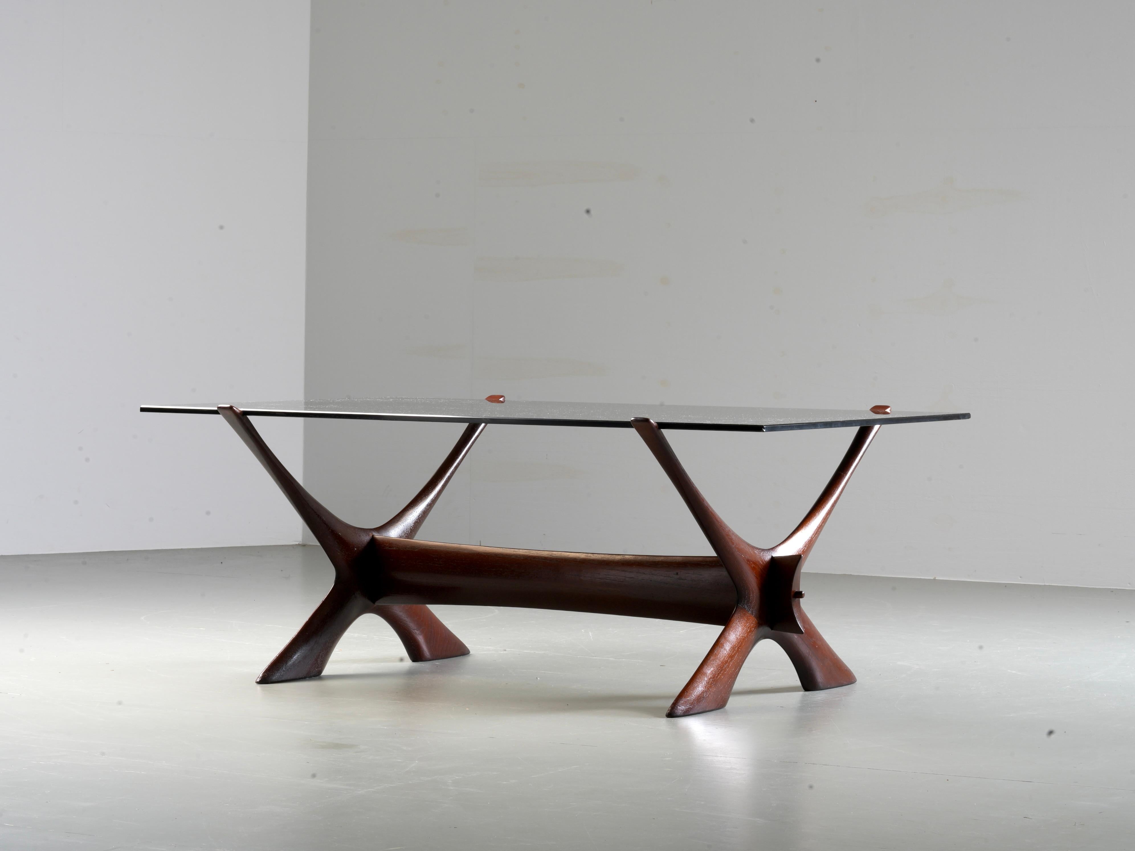 Tavolino 'Condor' di Fredrik Schriever-Abeln per Orbro Glass, Svezia, anni '60 in vendita 1