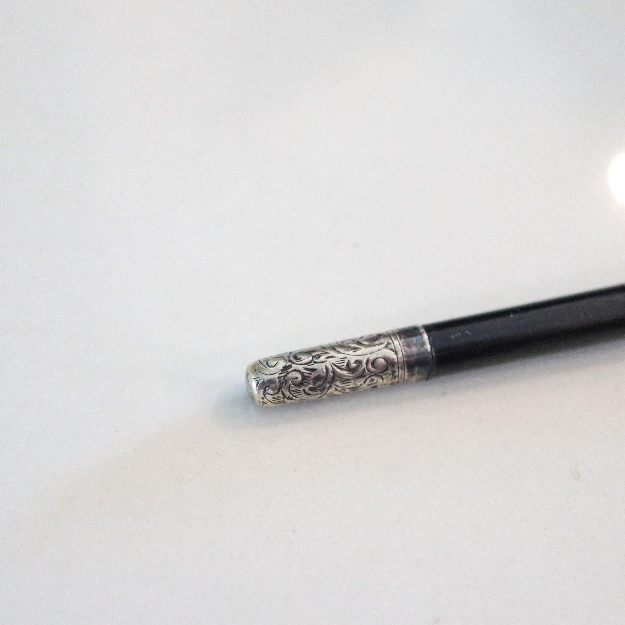 English CONDUCTOR'S BATON 1893 Antique Ebony Wood And .925 Sterling Silver In Case For Sale