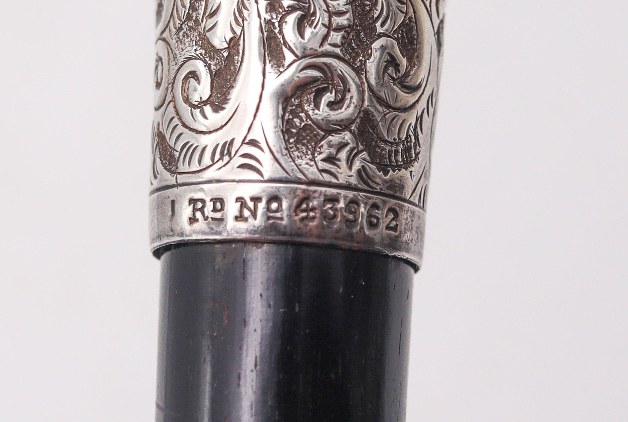 CONDUCTOR'S BATON 1893 Antique Ebony Wood And .925 Sterling Silver In Case In Excellent Condition For Sale In Miami, FL