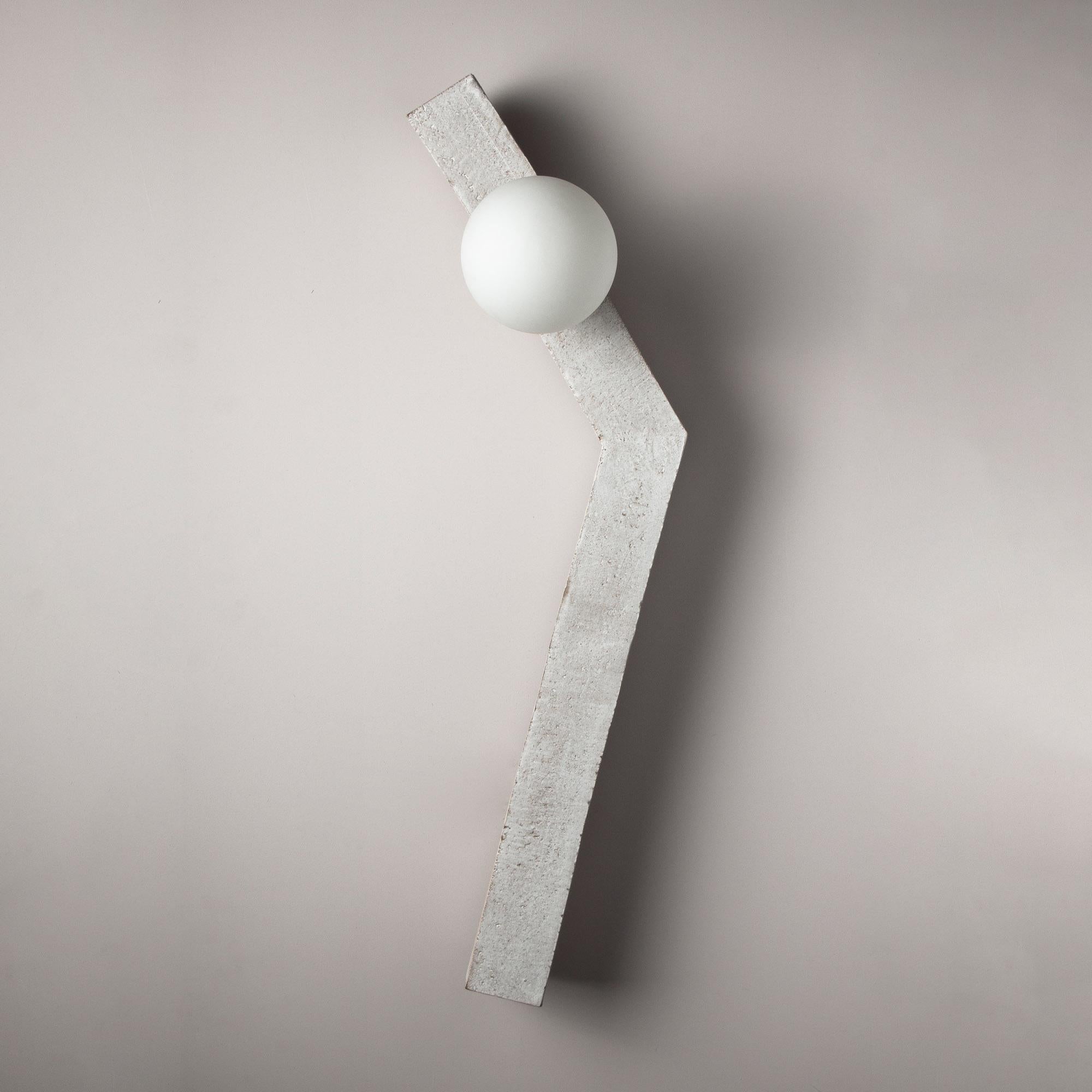 American Conduit Angular Sconce 32.1 - Brutalist Ceramic and Brass Sconce For Sale