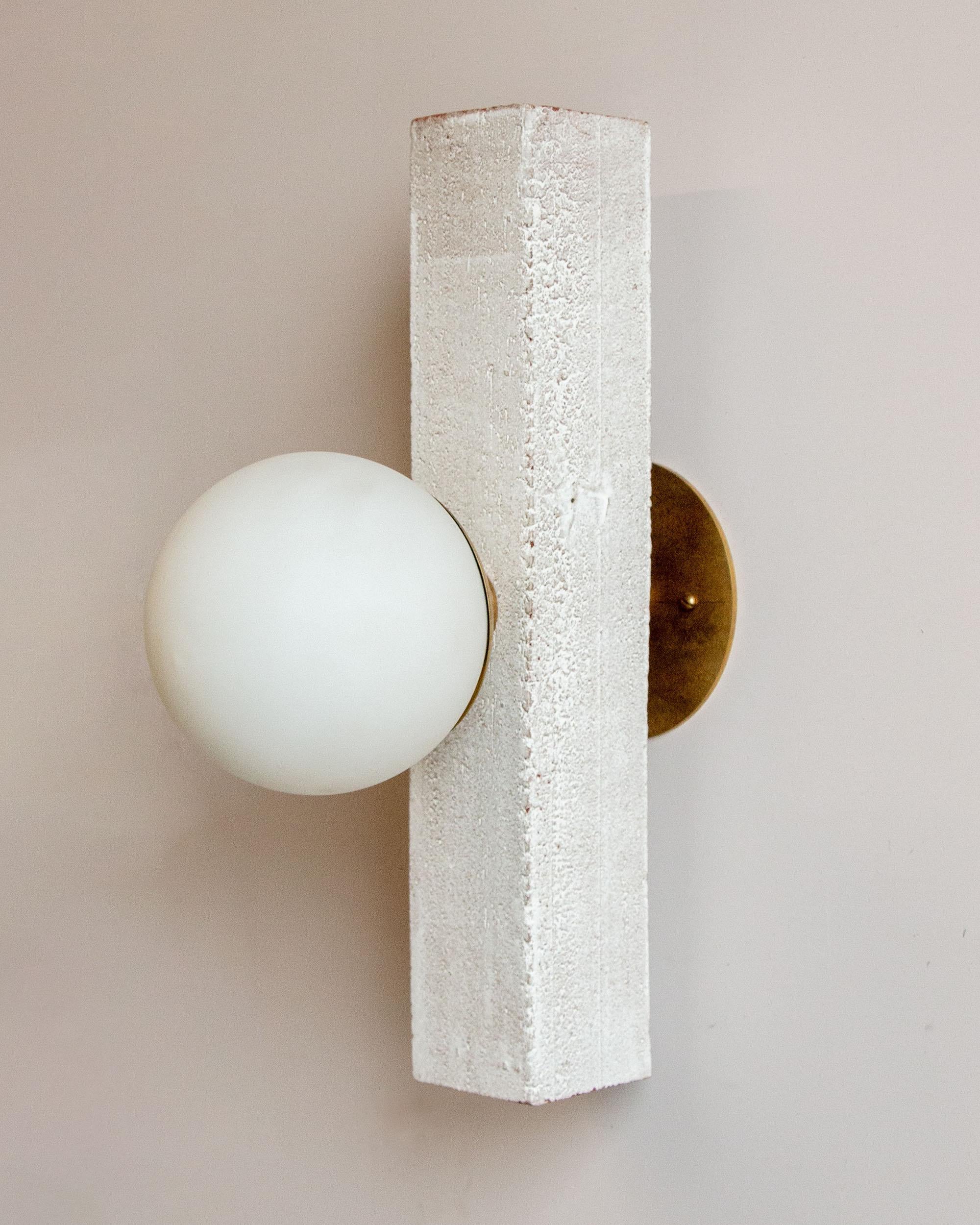 American Conduit Linear Sconce 15.1 - Brutalist Ceramic and Brass Sconce For Sale
