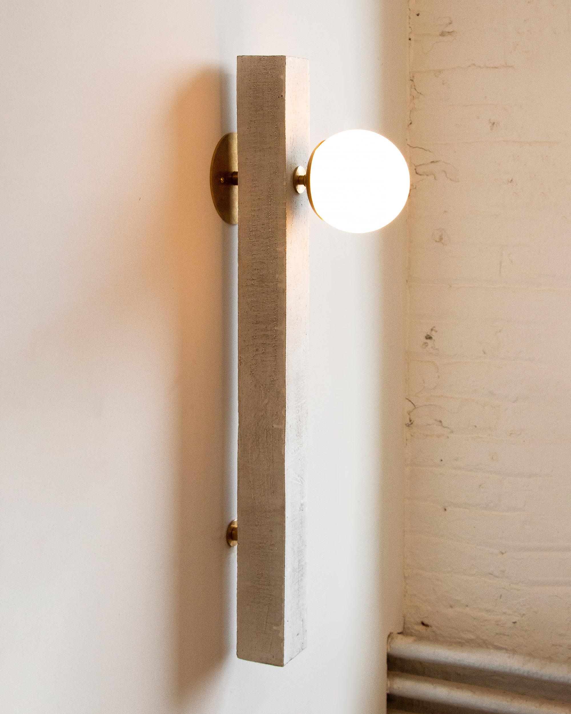 Contemporary Conduit Linear Sconce 30.1 - Brutalist Ceramic and Brass Sconce For Sale