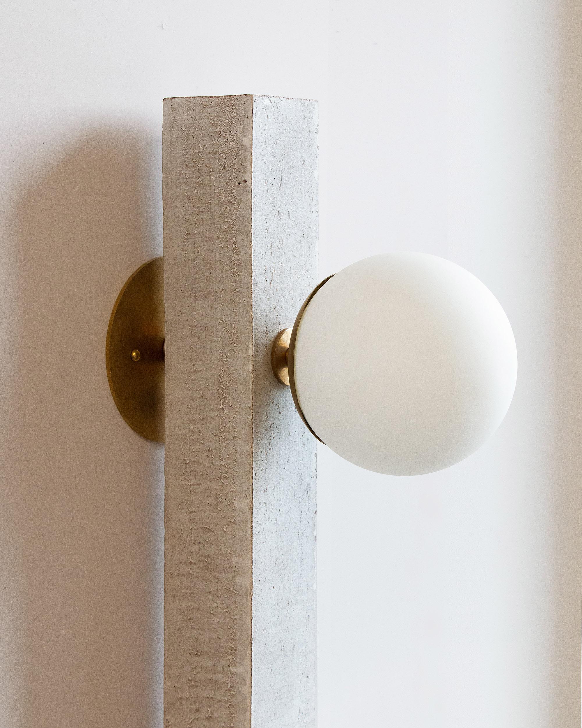 Conduit Linear Sconce 30.1 - Brutalist Ceramic and Brass Sconce For Sale 2