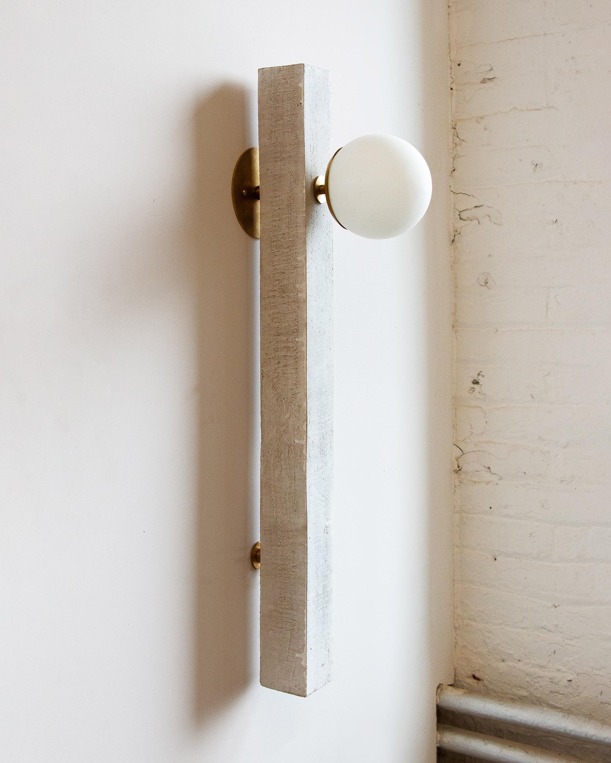 Conduit Linear Sconce 30.1 - Brutalist Ceramic and Brass Sconce In New Condition For Sale In Bronx, NY