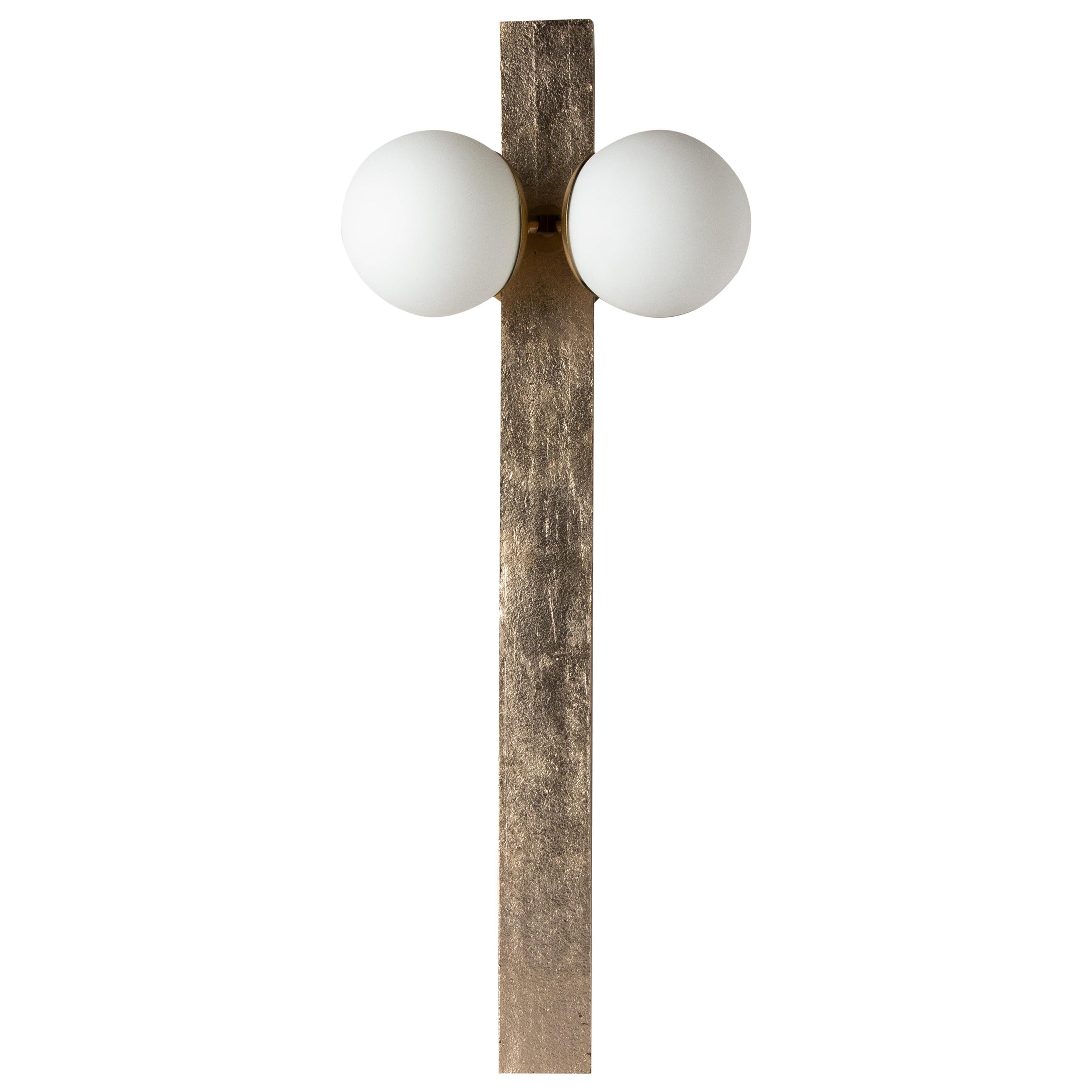 Conduit Linear Sconce 30.2 - Gilded Brutalist Ceramic and Brass Sconce For Sale