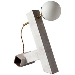 'Conduit Anchor' Brutalist White Ceramic and Brass Table Lamp
