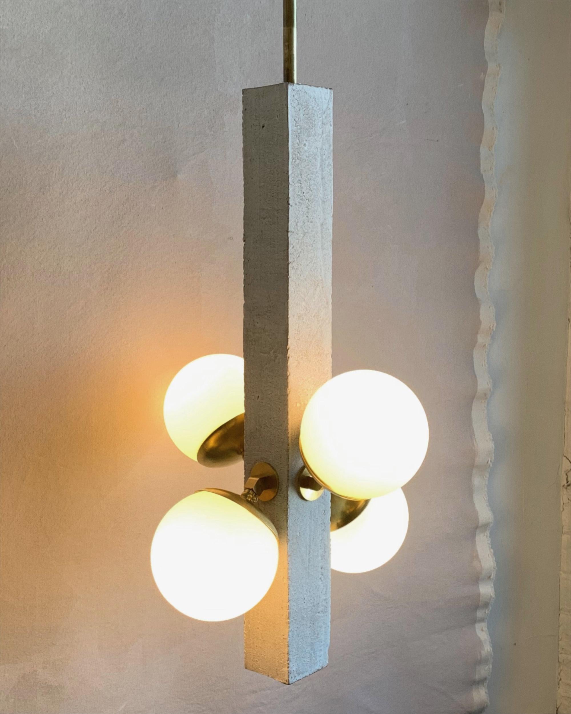 Conduit Linear Pendant 24.4 - Brutalist Ceramic and Brass Light In New Condition For Sale In Bronx, NY