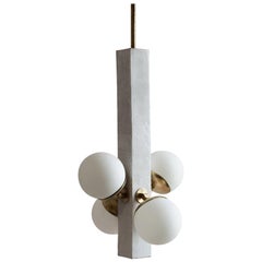 Conduit Linear Pendant 24.4 - Brutalist Ceramic and Brass Light