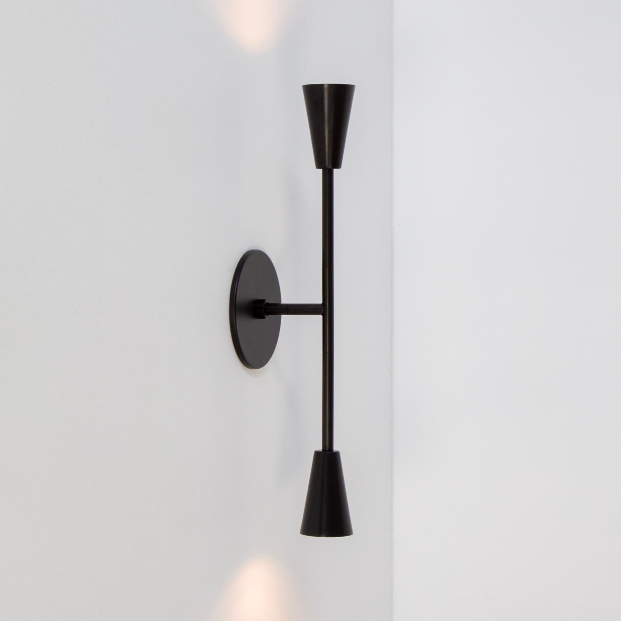 Modern Cone 2 Vanity Sconce, Large, by Research.Lighting, Black, In Stock For Sale