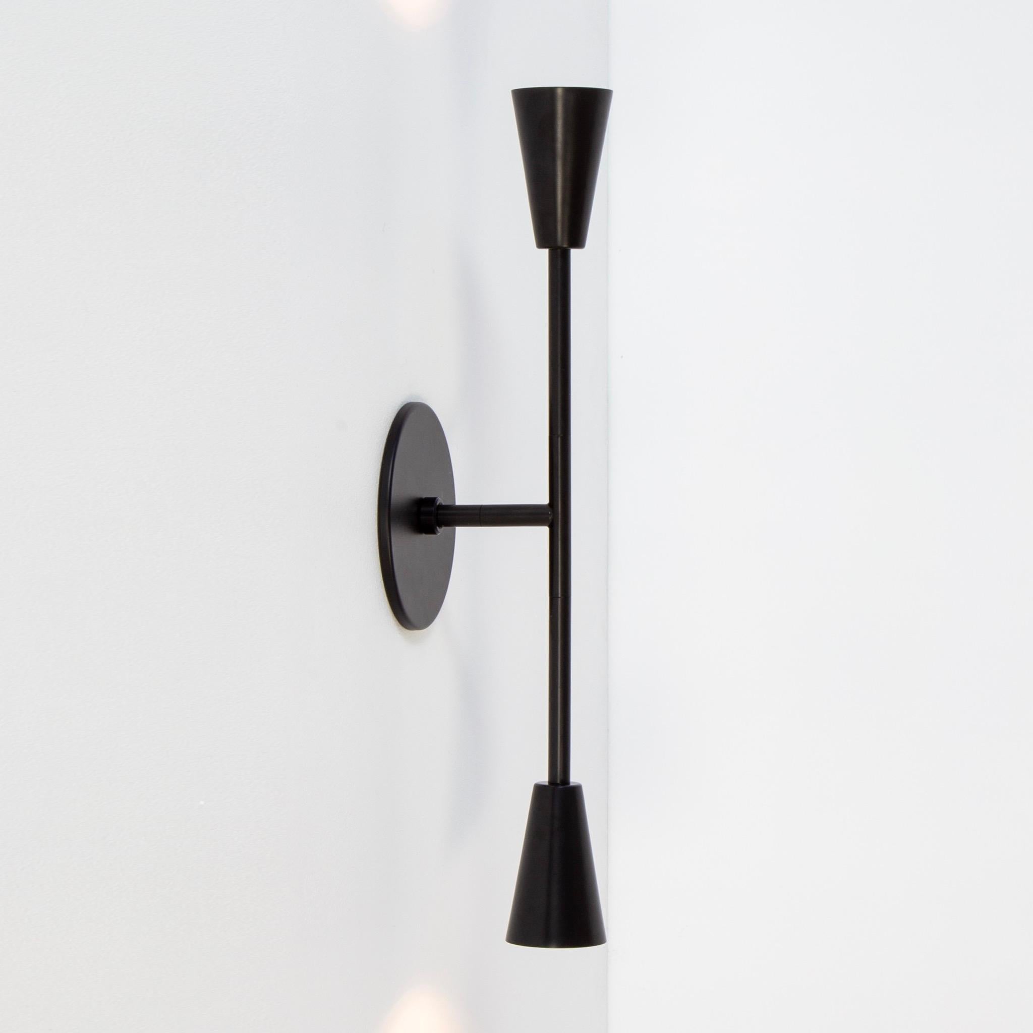 American Cone 2 Vanity Sconce, Large, by Research.Lighting, Black, In Stock For Sale