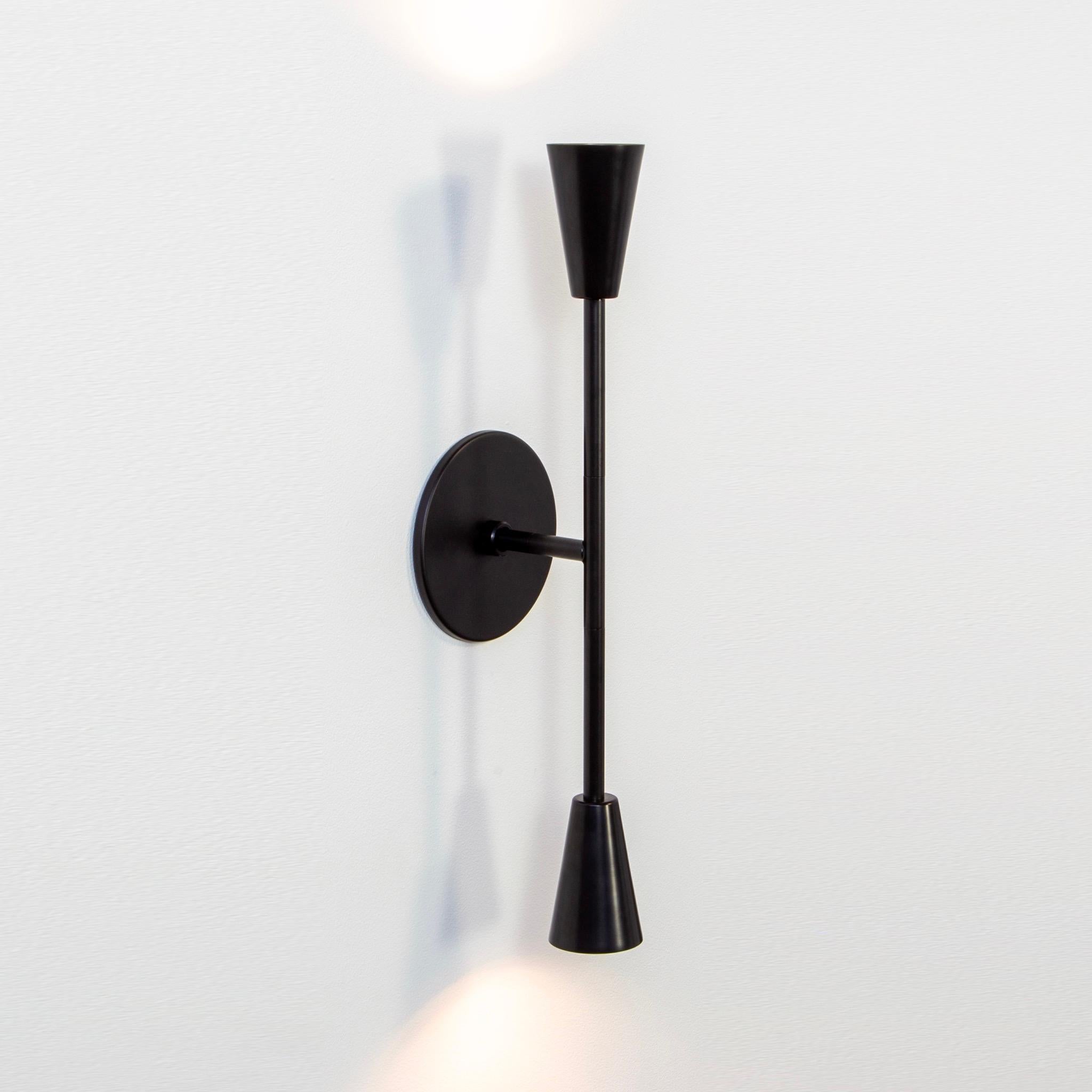 Cone 2 Vanity Sconce, Large, by Research.Lighting, Black, In Stock In New Condition For Sale In Brooklyn, NY