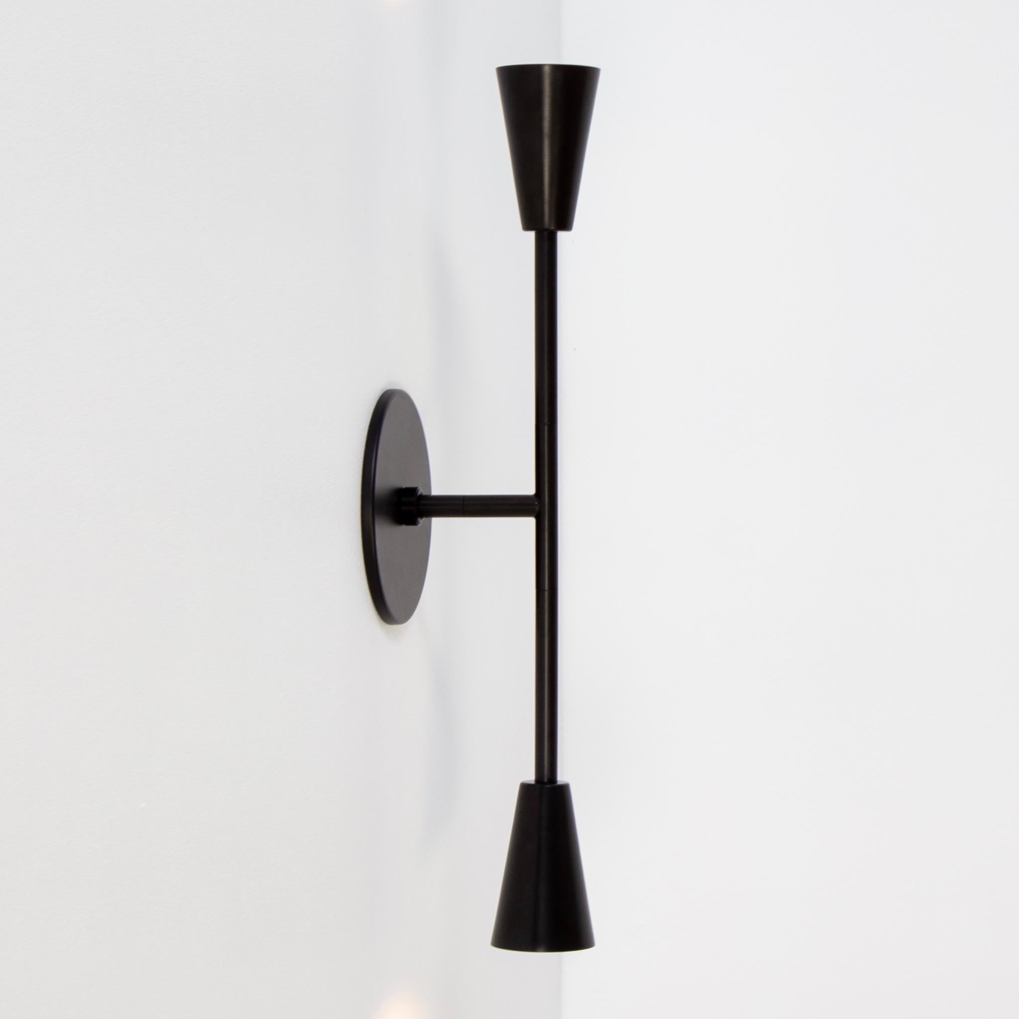 Contemporary Cone 2 Vanity Sconce, Large, by Research.Lighting, Black, In Stock For Sale