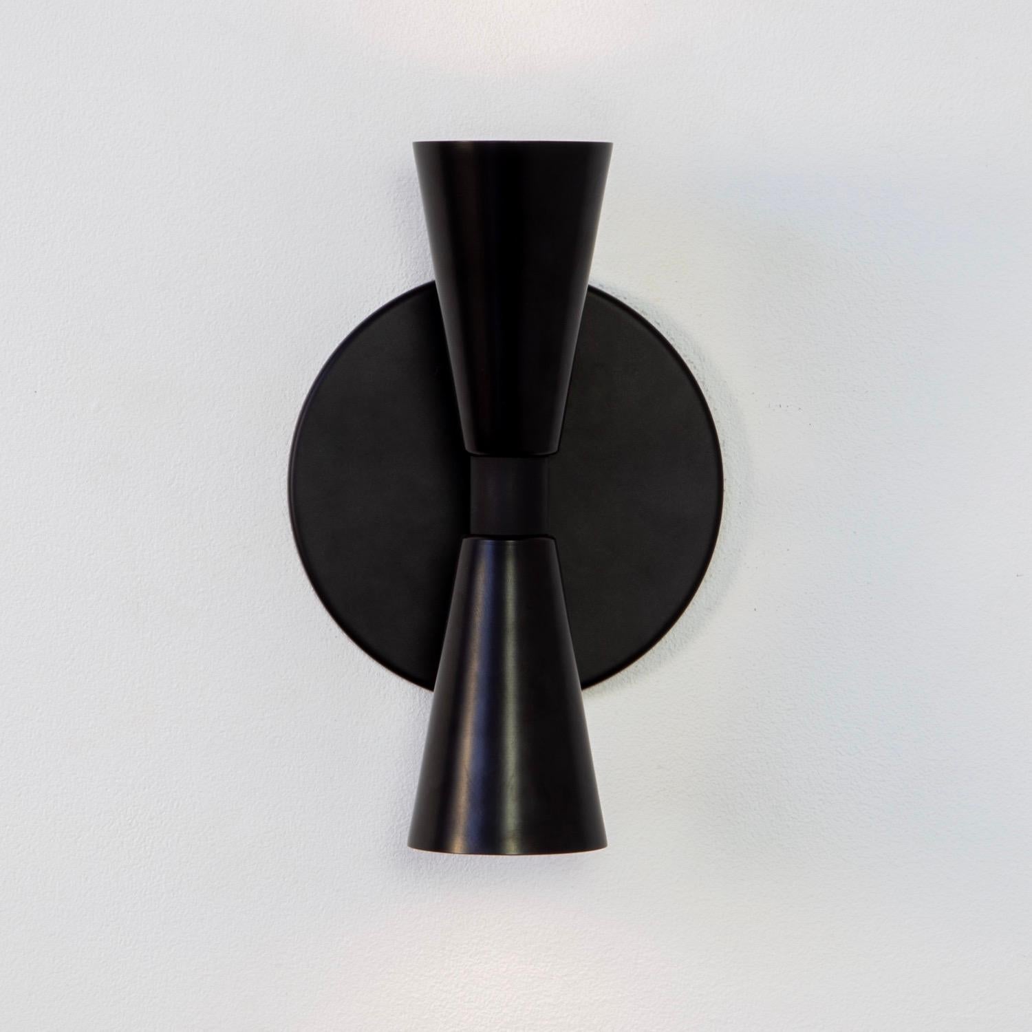 American Cone 2 Wall Sconce by Research.Lighting, Black, In Stock For Sale