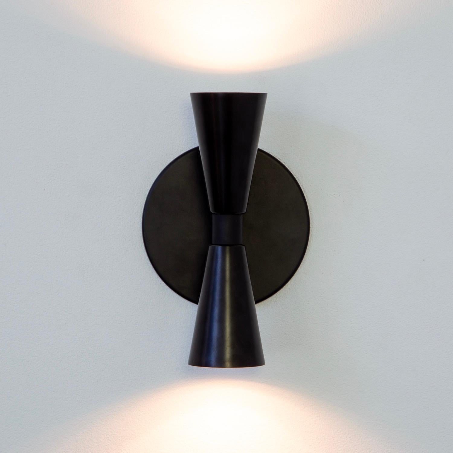 Machine-Made Cone 2 Wall Sconce by Research.Lighting, Black, In Stock For Sale