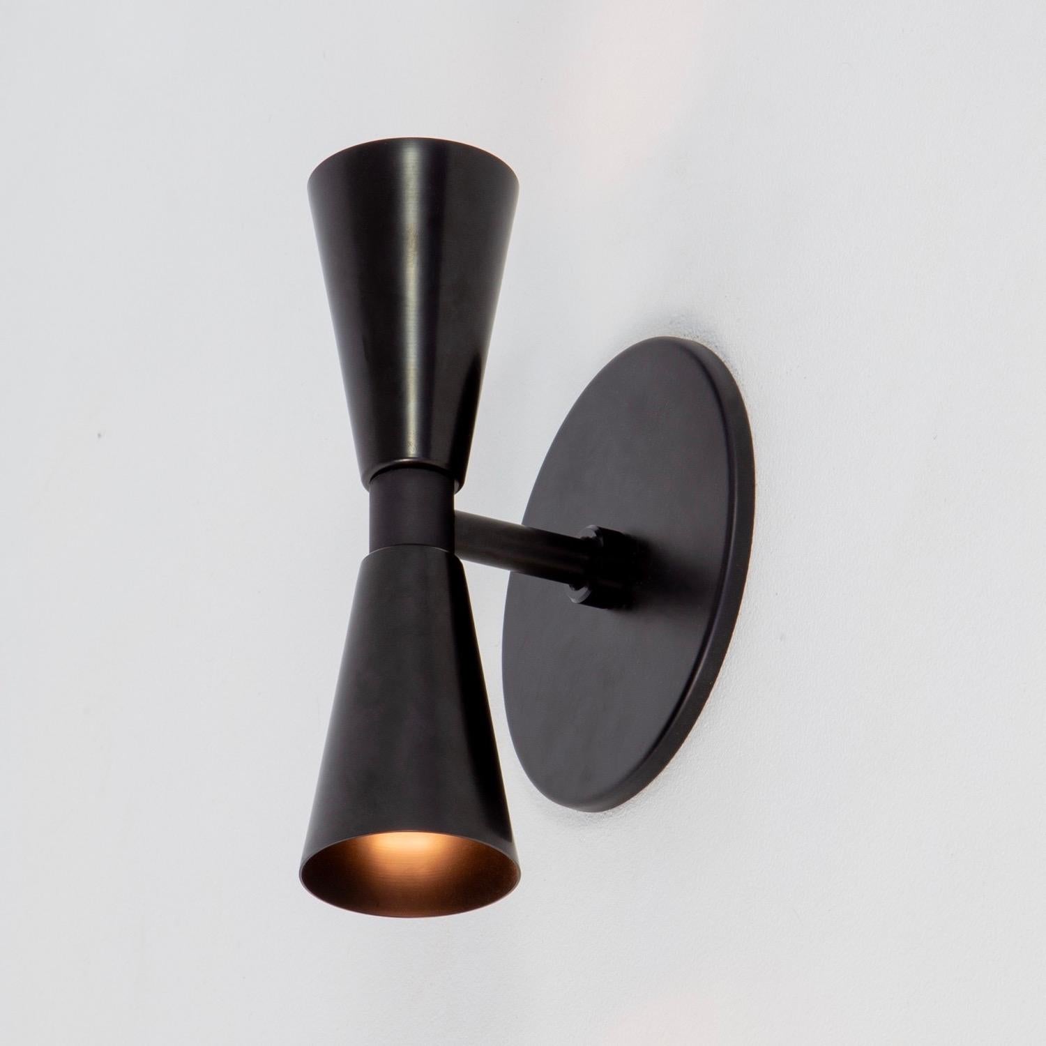 Contemporary Cone 2 Wall Sconce by Research.Lighting, Black, In Stock For Sale
