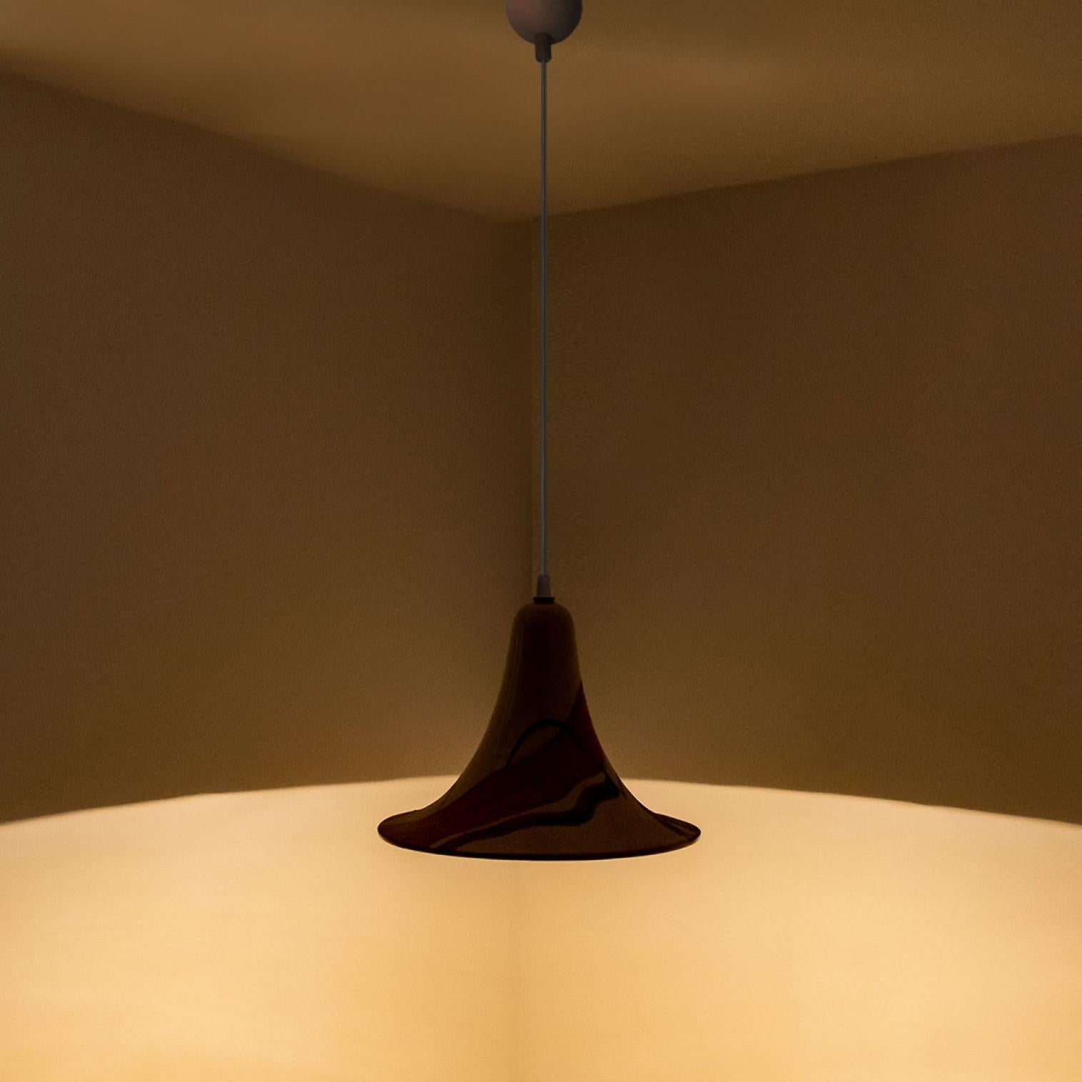 Cone Beige Orange Ceramic Pendant Light, Denmark, 1970 For Sale 4