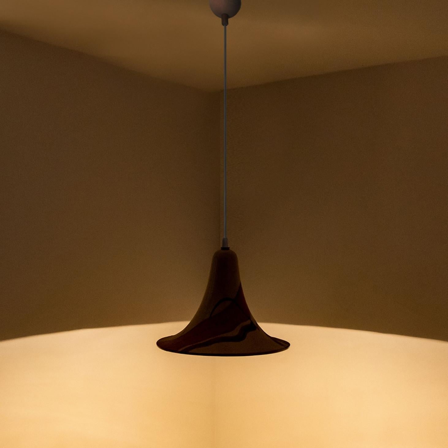 Cone Beige Orange Ceramic Pendant Light, Denmark, 1970 For Sale 5