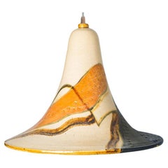 Lampe suspendue en céramique beige orange, Danemark, 1970