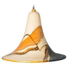 Cone Beige Orange Ceramic Pendant Light, Denmark, 1970